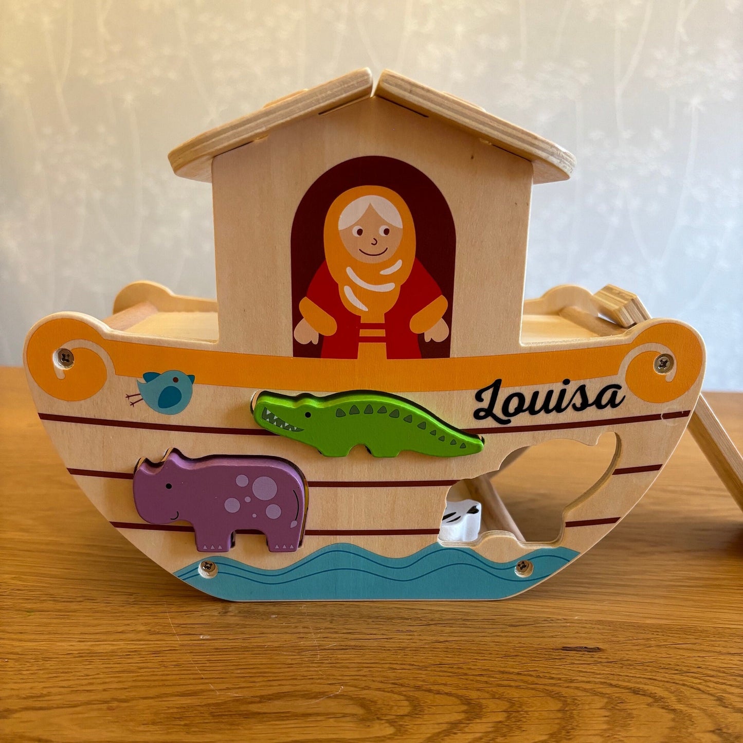 Wooden Noah's Ark Shape Sorter Toy With Personalisation