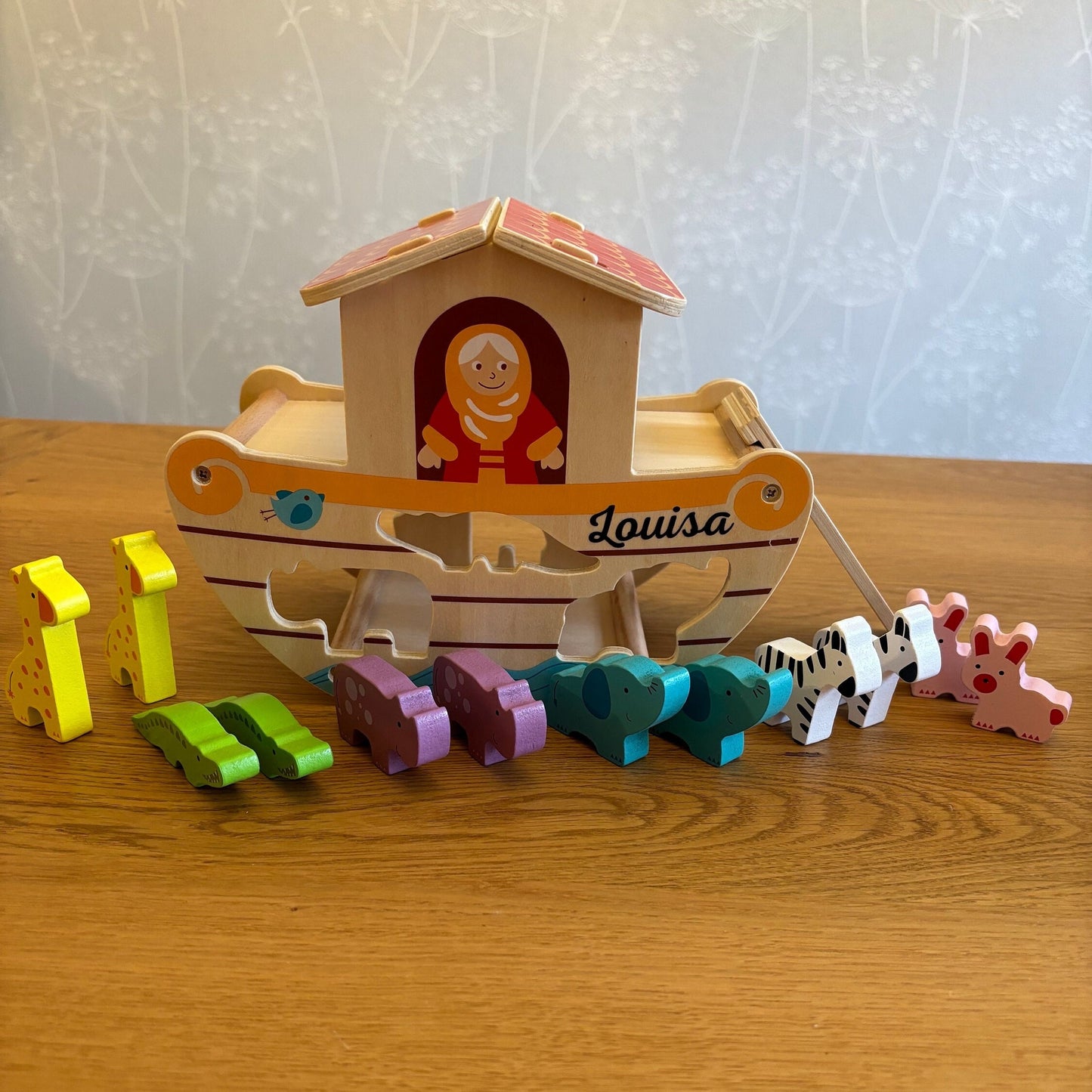 Wooden Noah's Ark Shape Sorter Toy With Personalisation