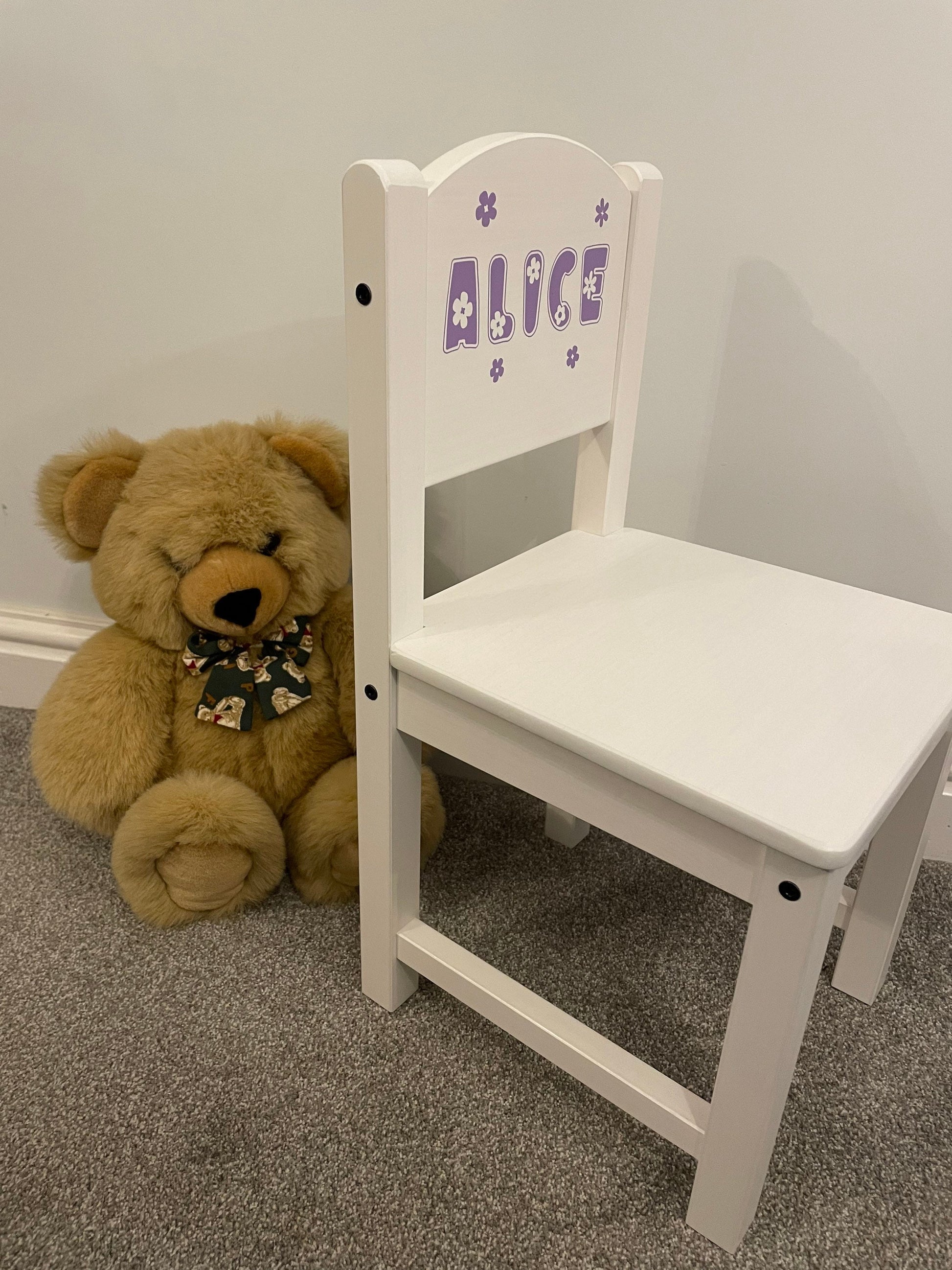 Personalised child’s white wooden chair