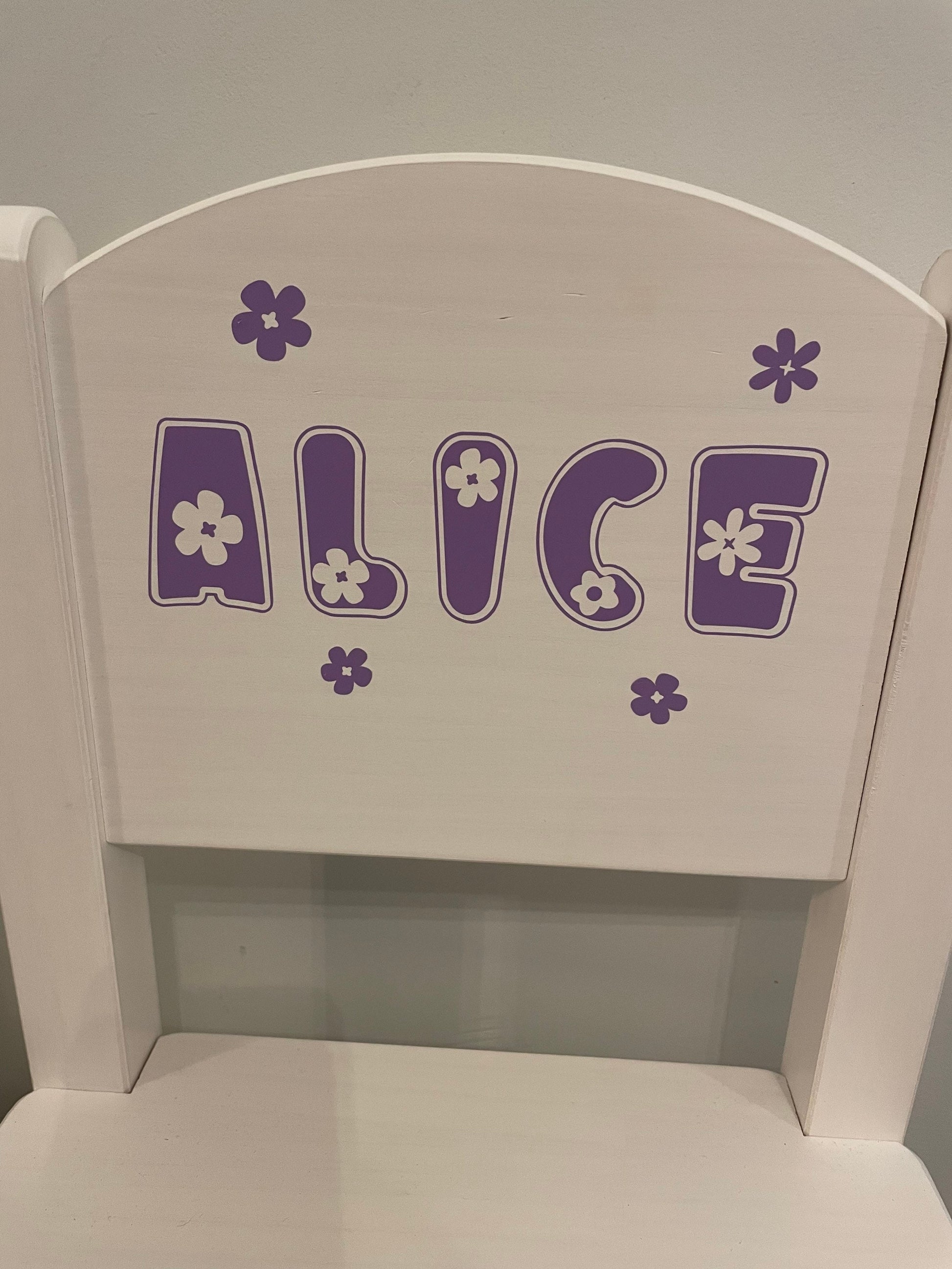 Personalised child’s white wooden chair