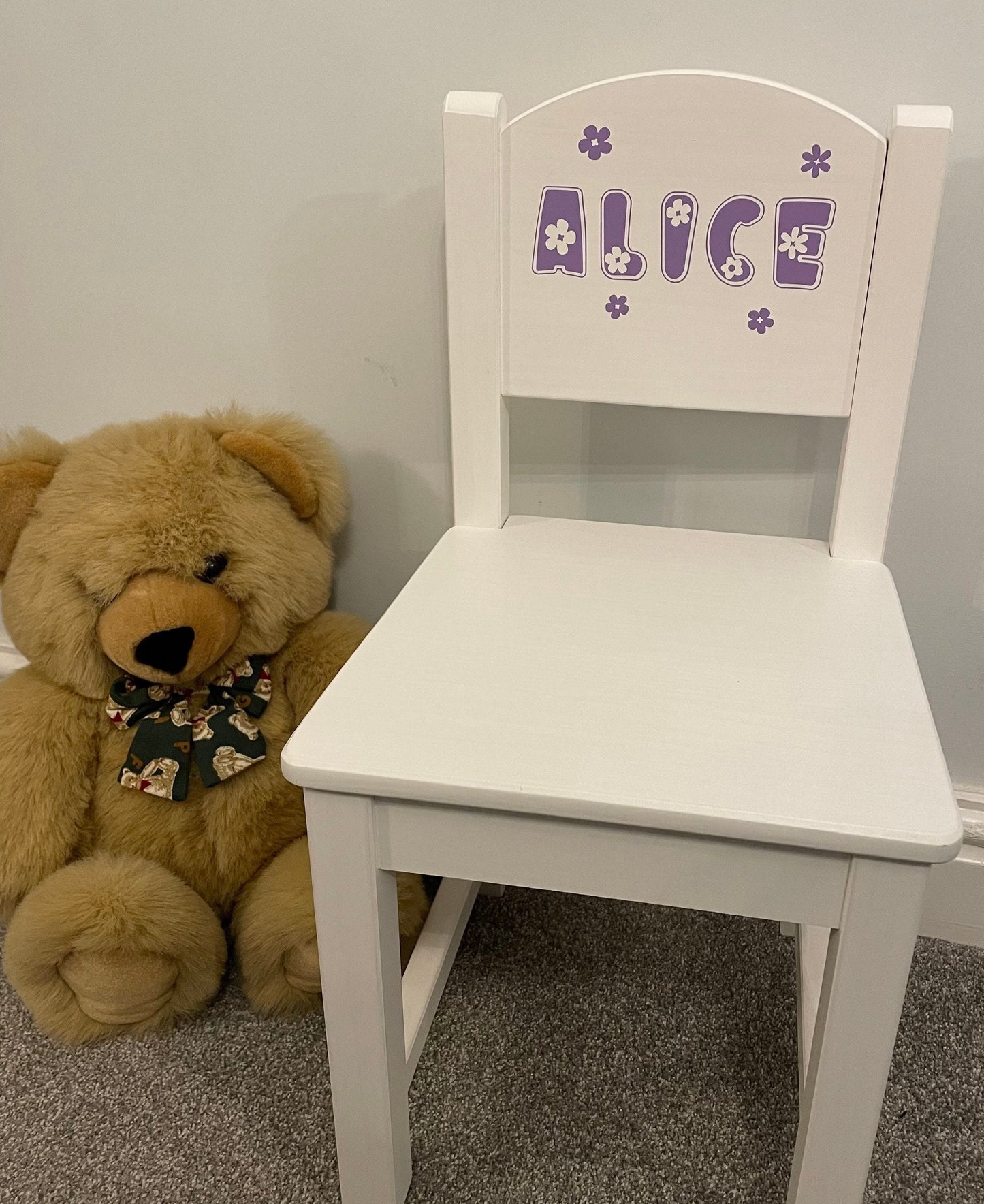 Personalised child’s white wooden chair