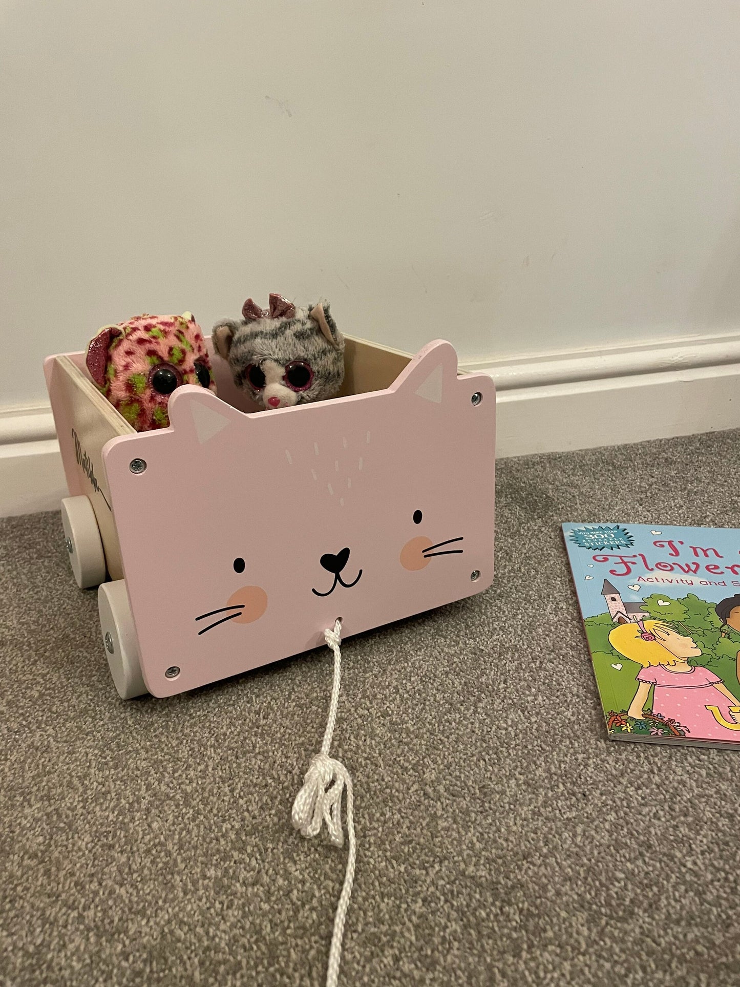 Pull Along Wooden Cat Toy Box