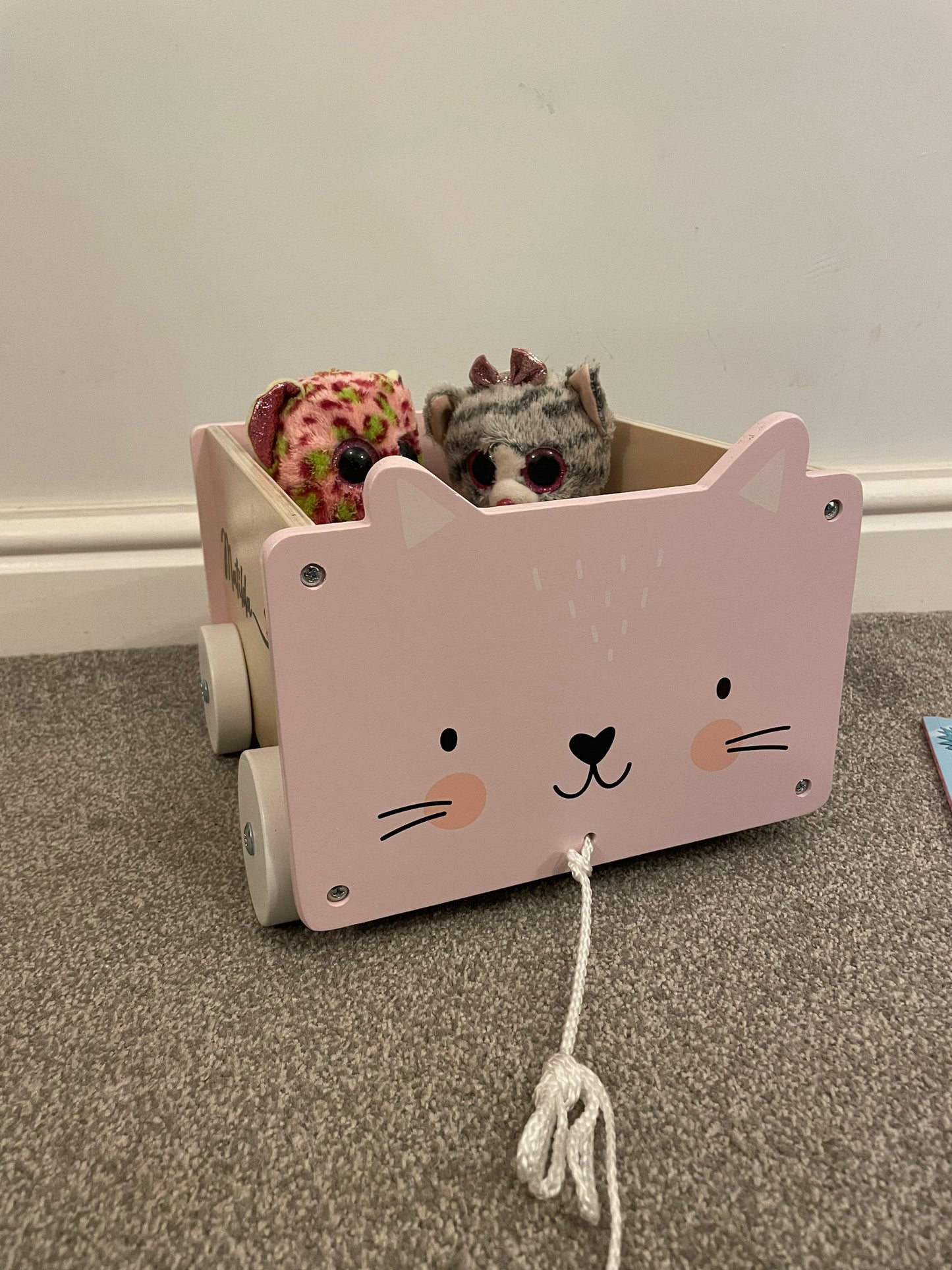 Pull Along Wooden Cat Toy Box