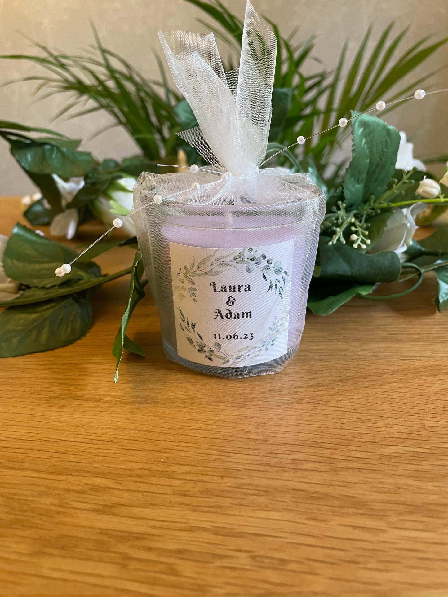 Personalised Wedding Candle Favor - various colours available