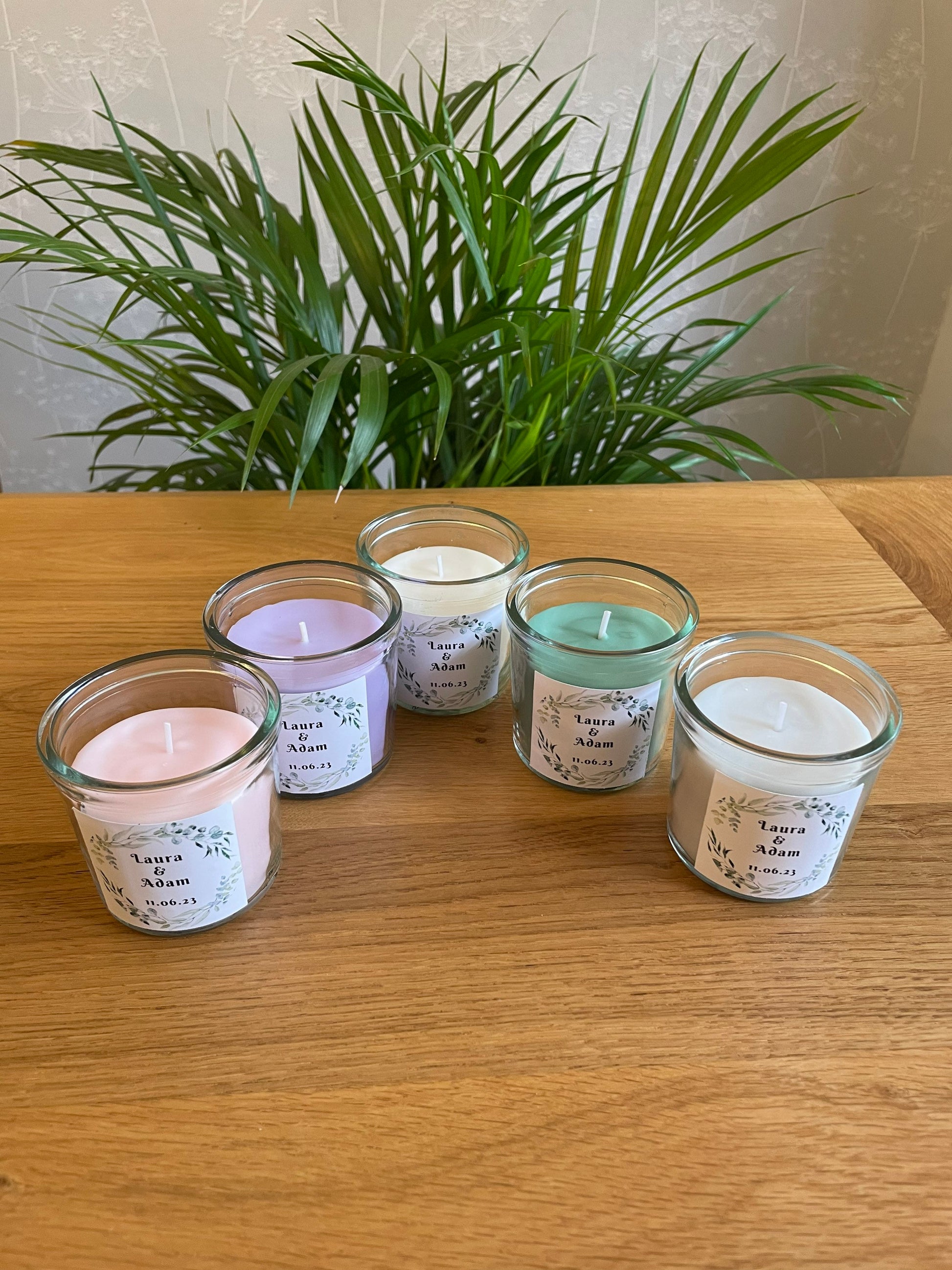 Personalised Wedding Candle Favor - various colours available