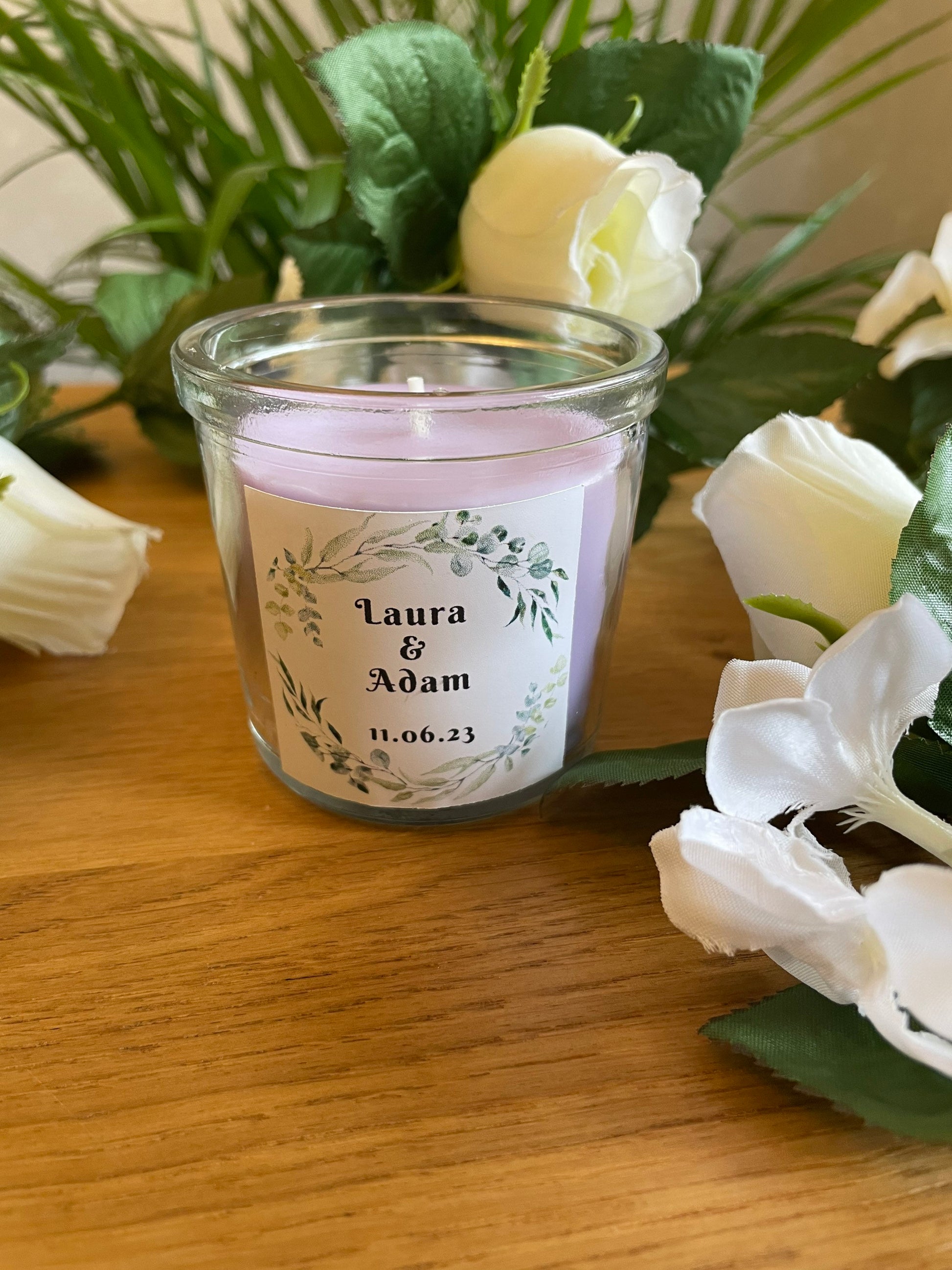 Personalised Wedding Candle Favor - various colours available