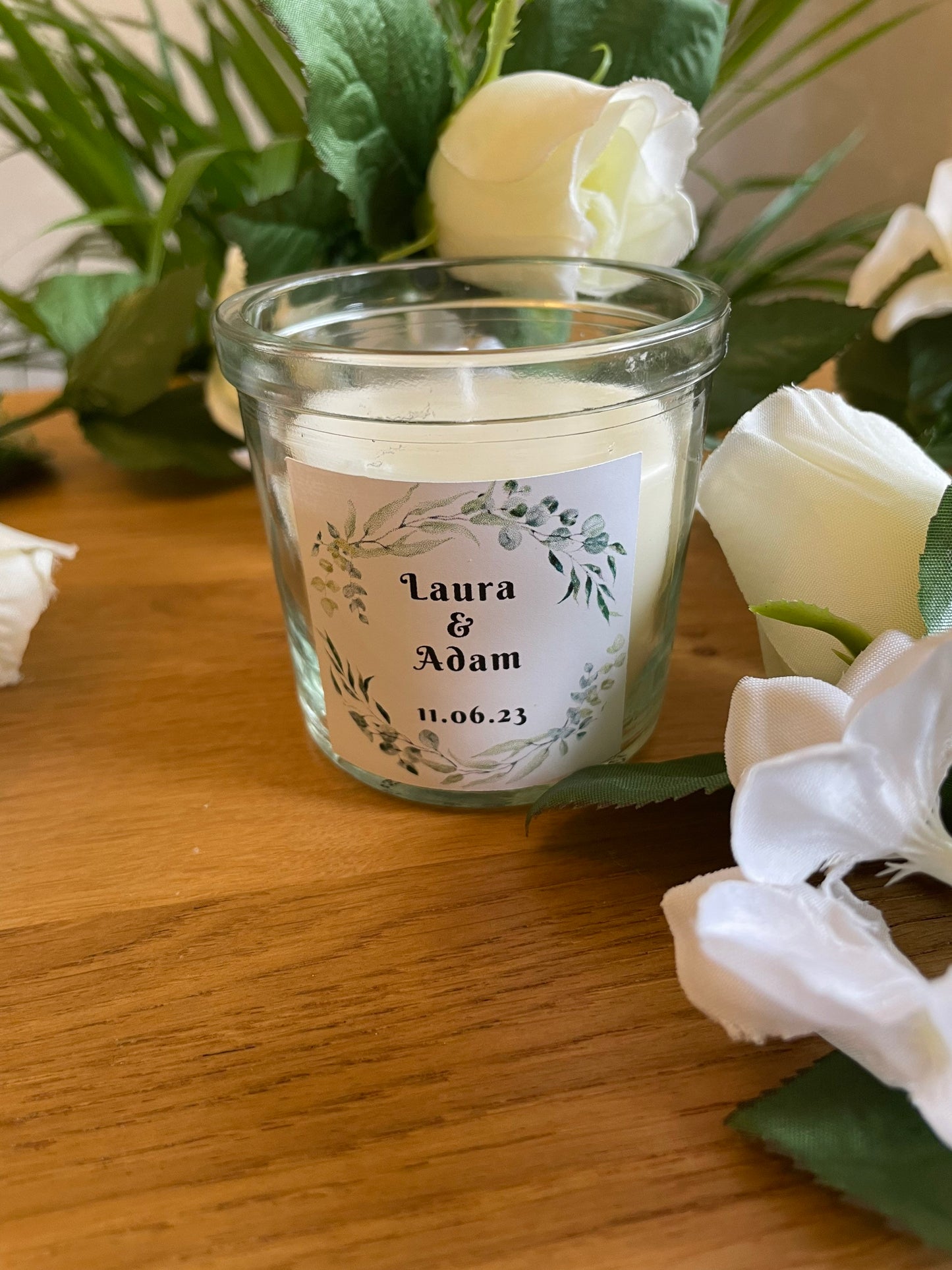 Personalised Wedding Candle Favor - various colours available