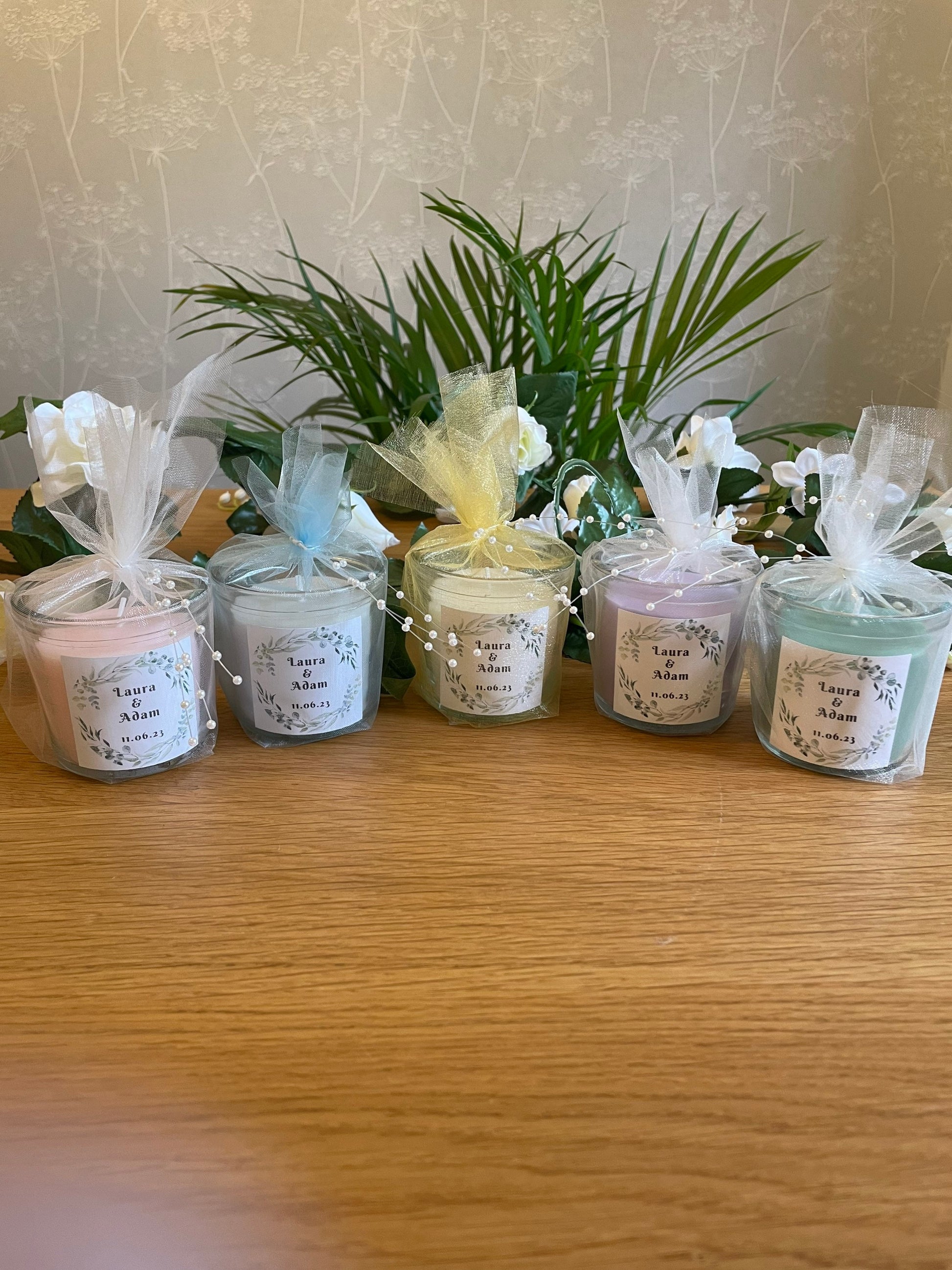 Personalised Wedding Candle Favor - various colours available