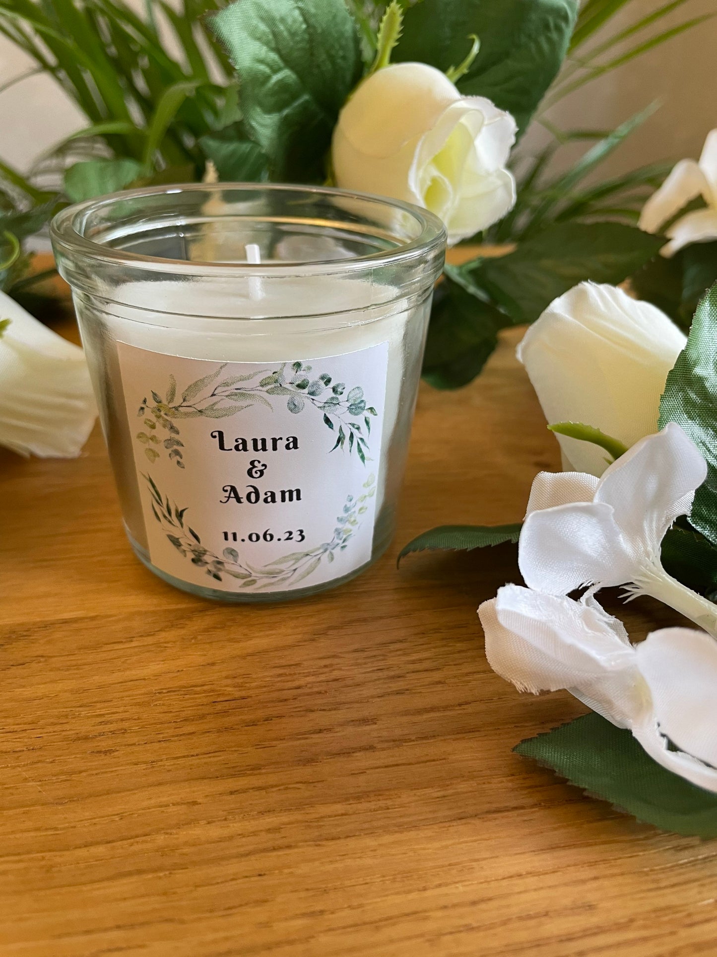 Personalised Wedding Candle Favor - various colours available