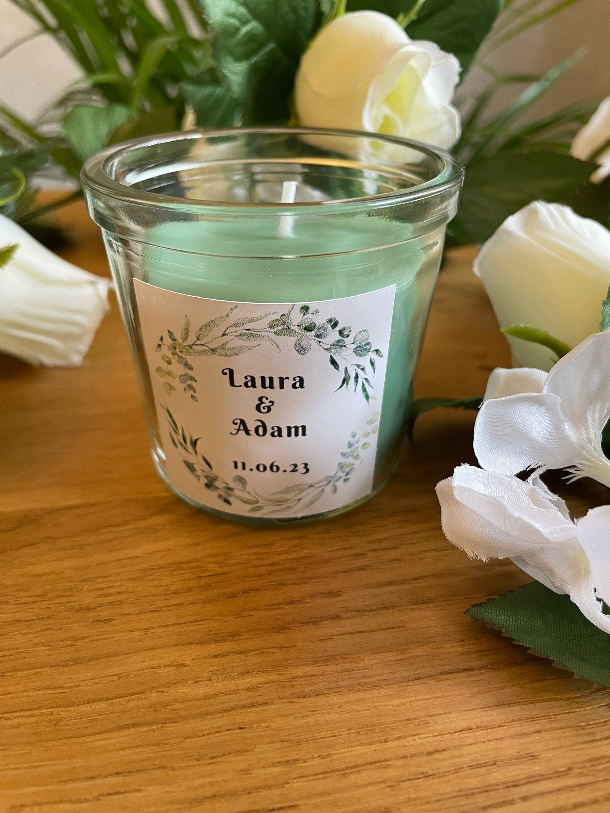 Personalised Wedding Candle Favor - various colours available