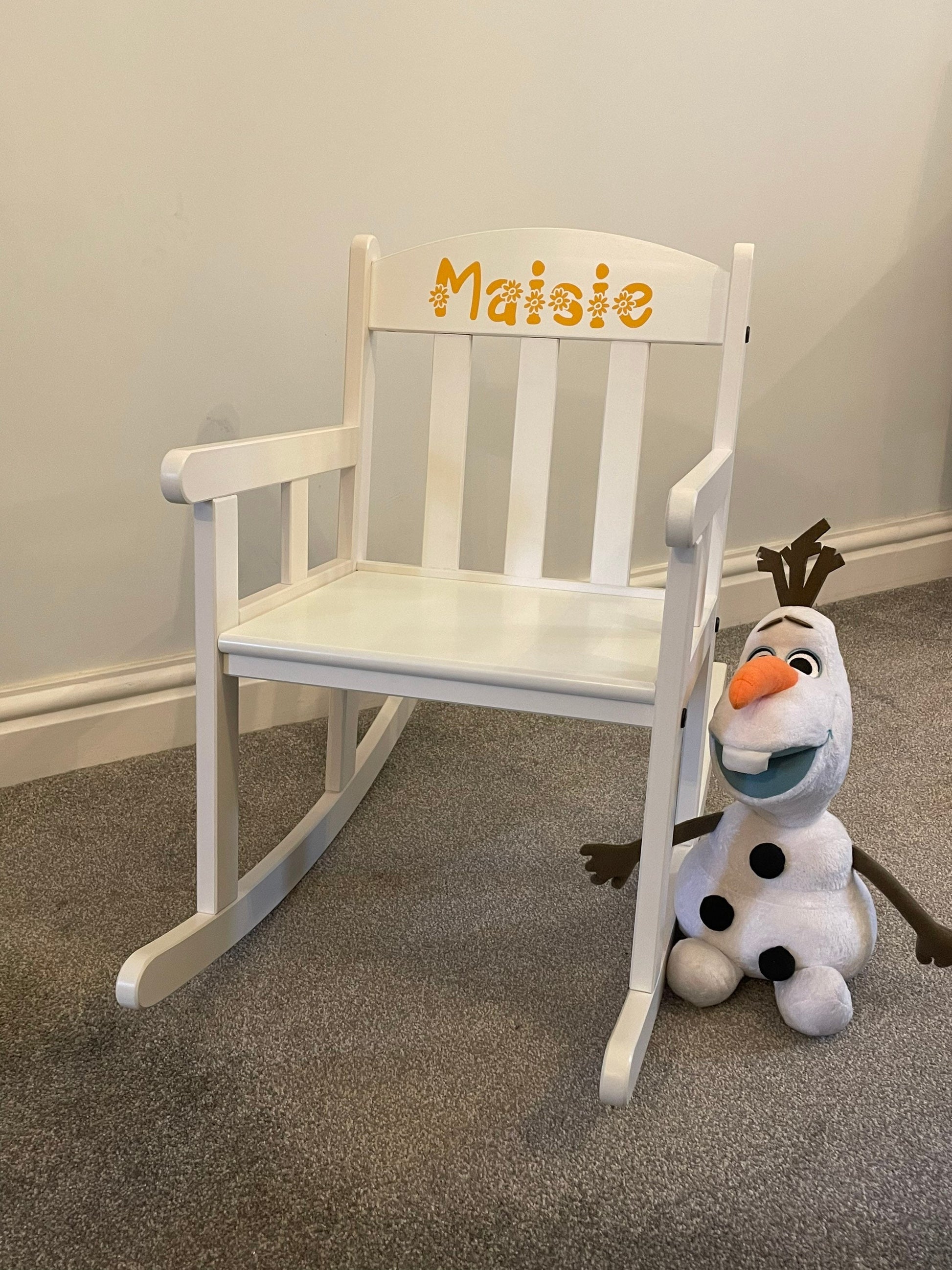 Child’s Personalised White Wooden Rocking Chair