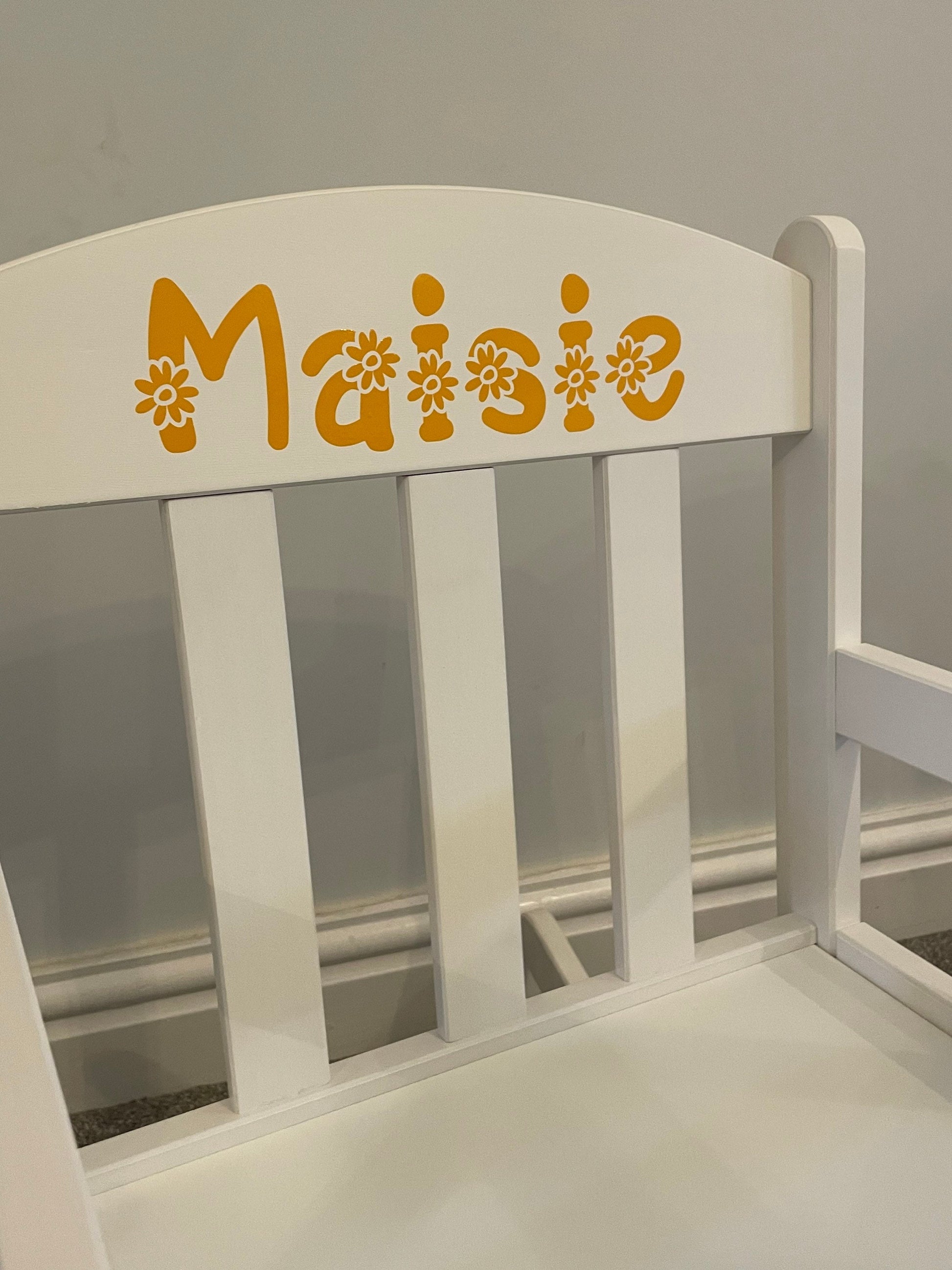 Child’s Personalised White Wooden Rocking Chair