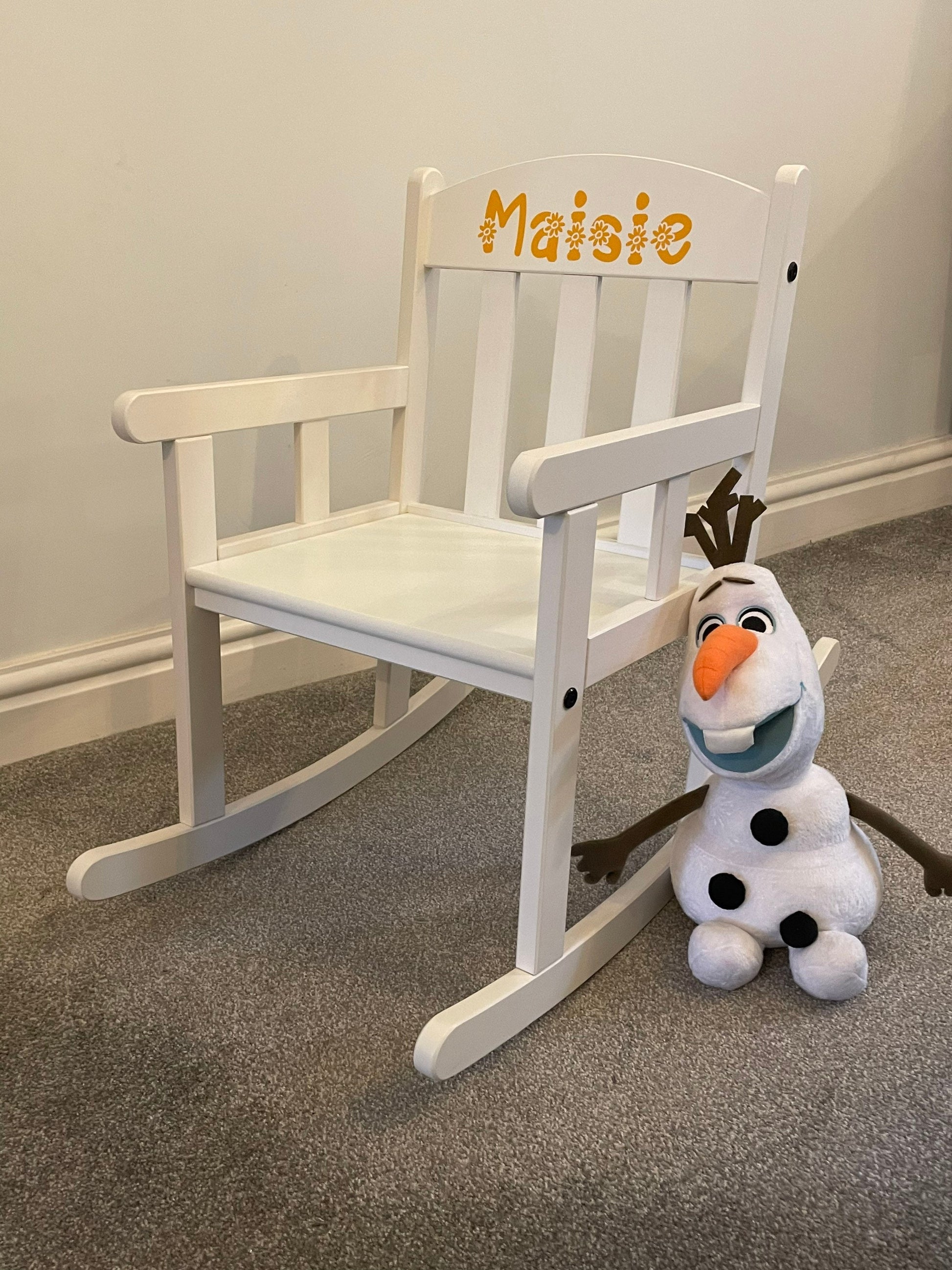 Child’s Personalised White Wooden Rocking Chair