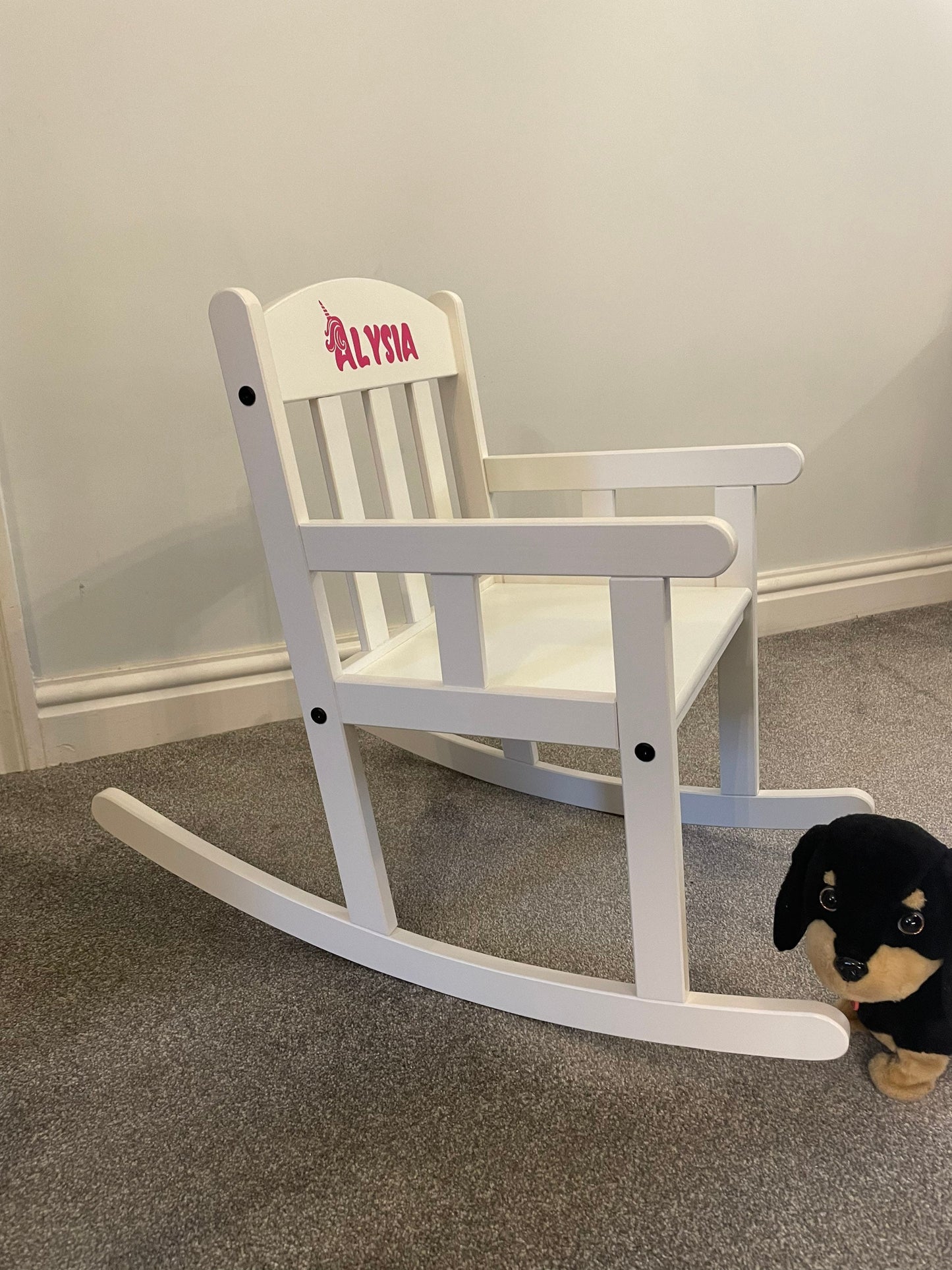 Child’s Personalised White Wooden Rocking Chair