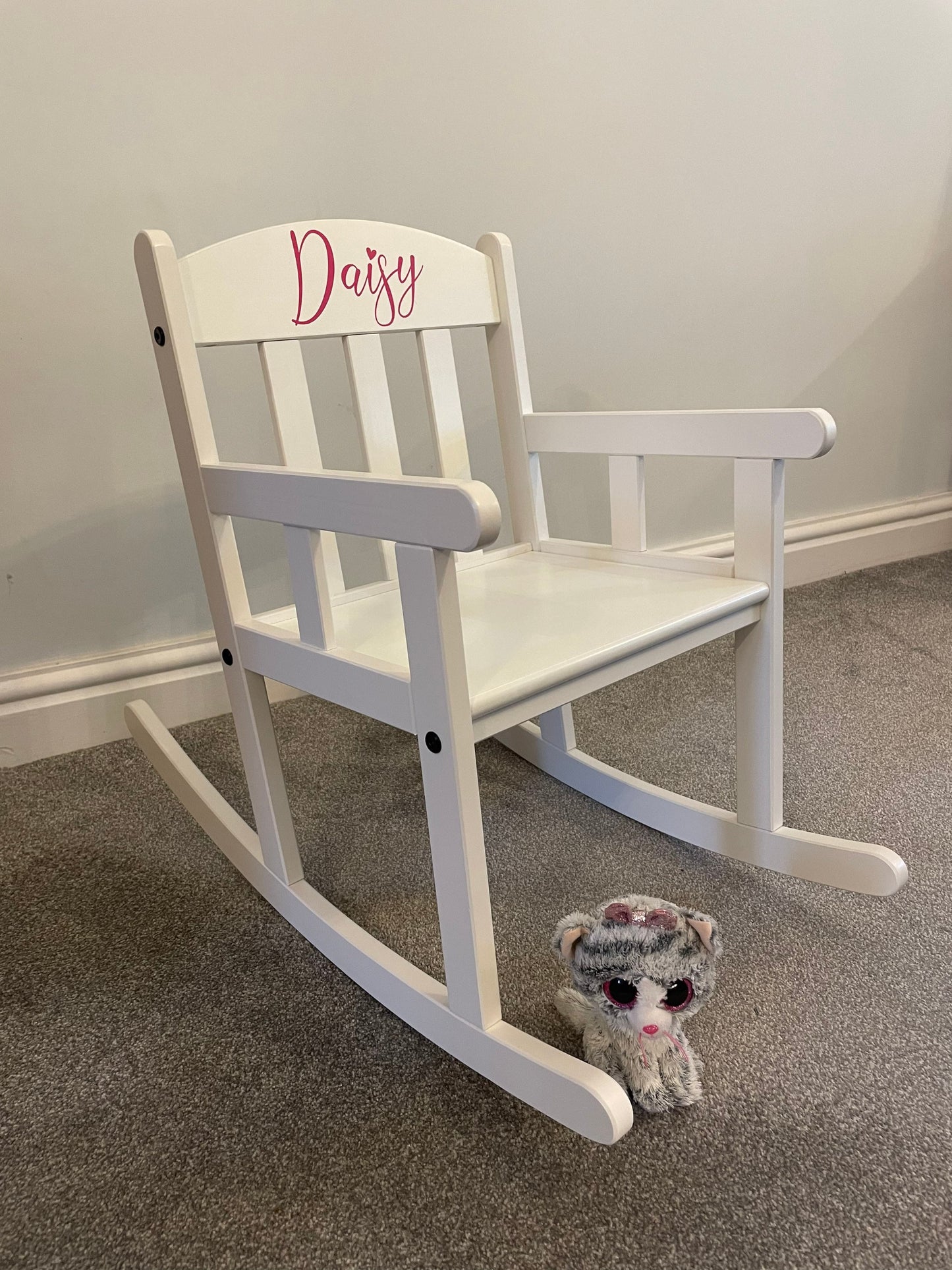 Child’s Personalised White Wooden Rocking Chair