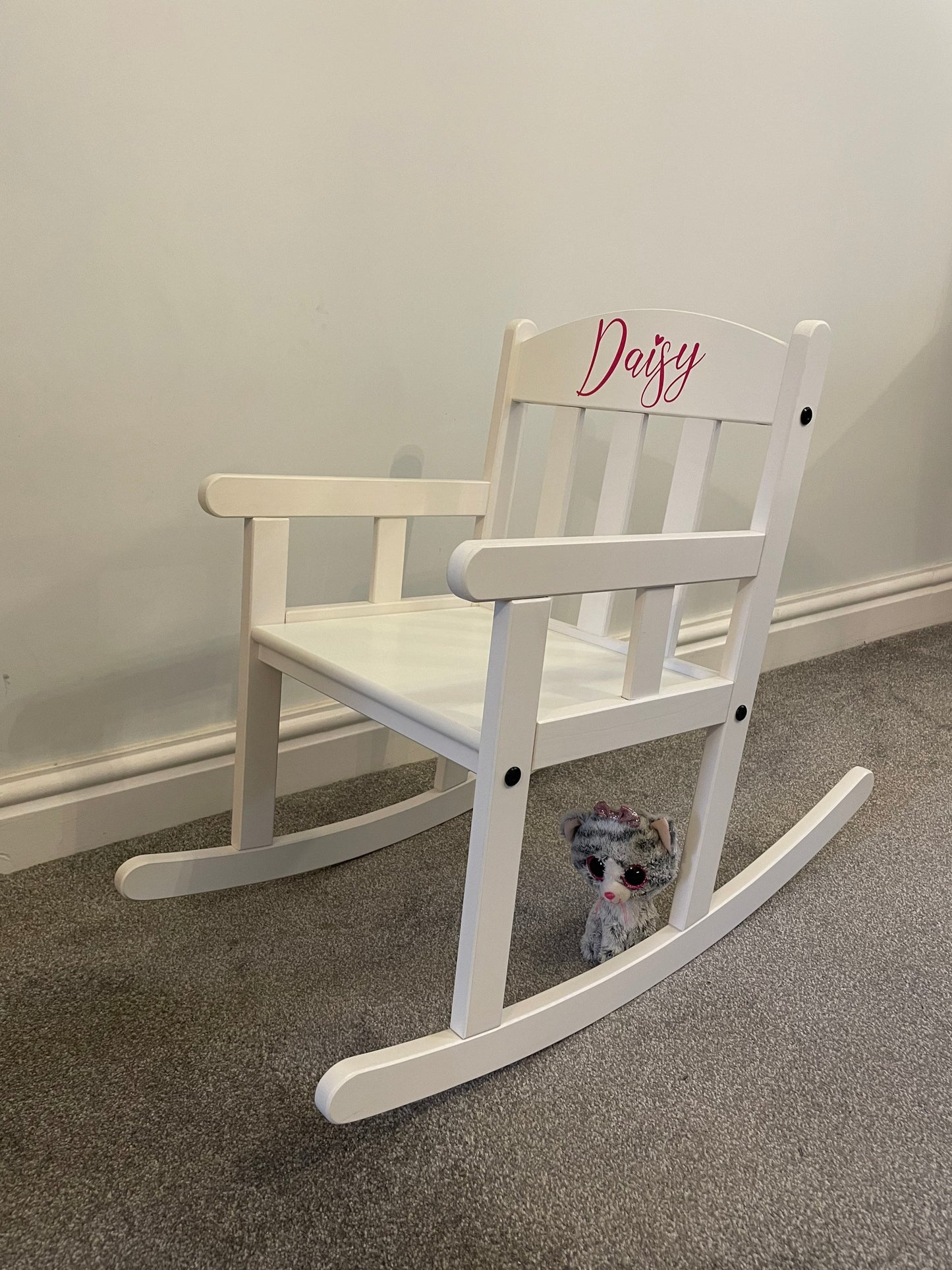 Child’s Personalised White Wooden Rocking Chair