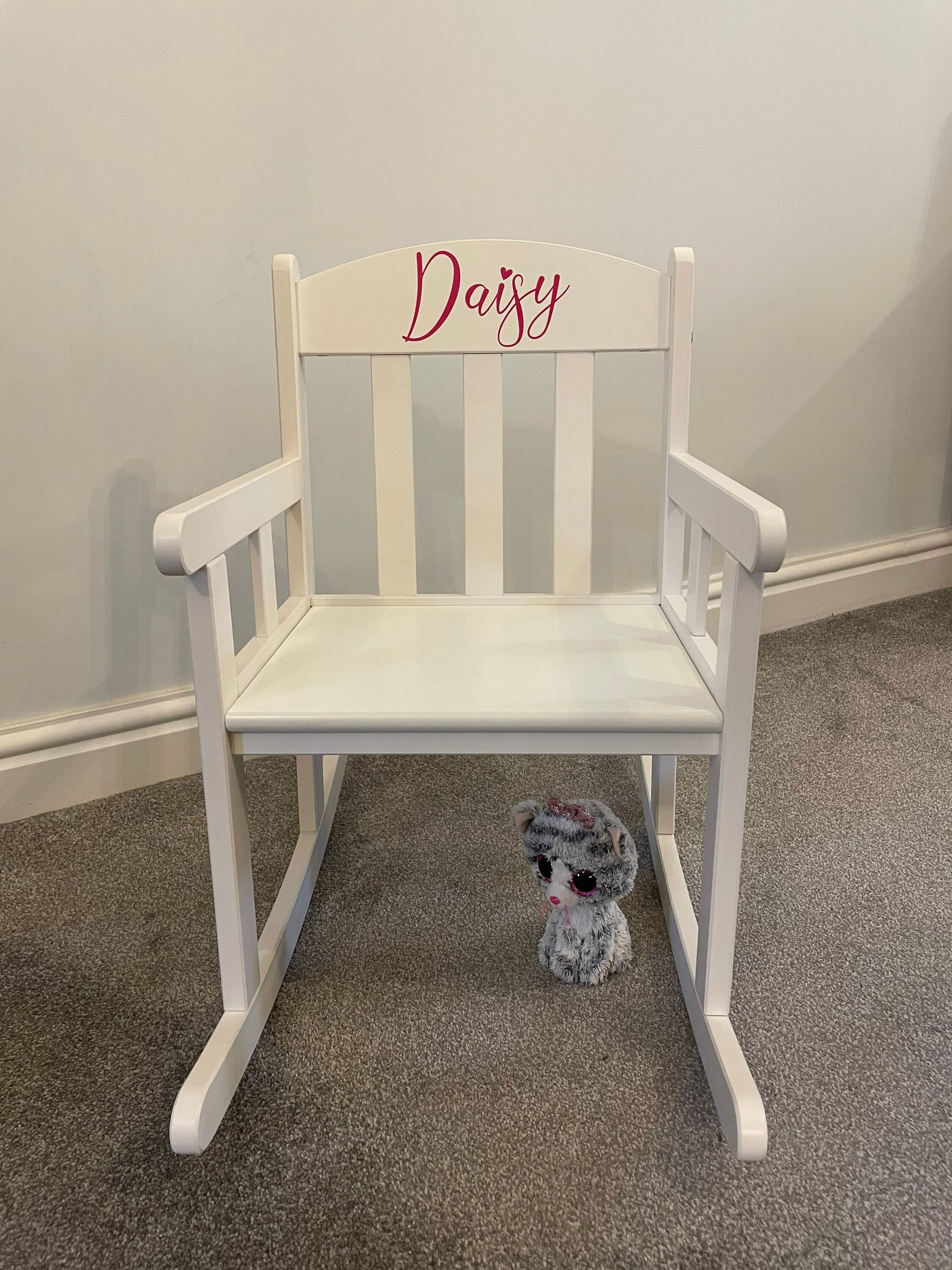 Child’s Personalised White Wooden Rocking Chair