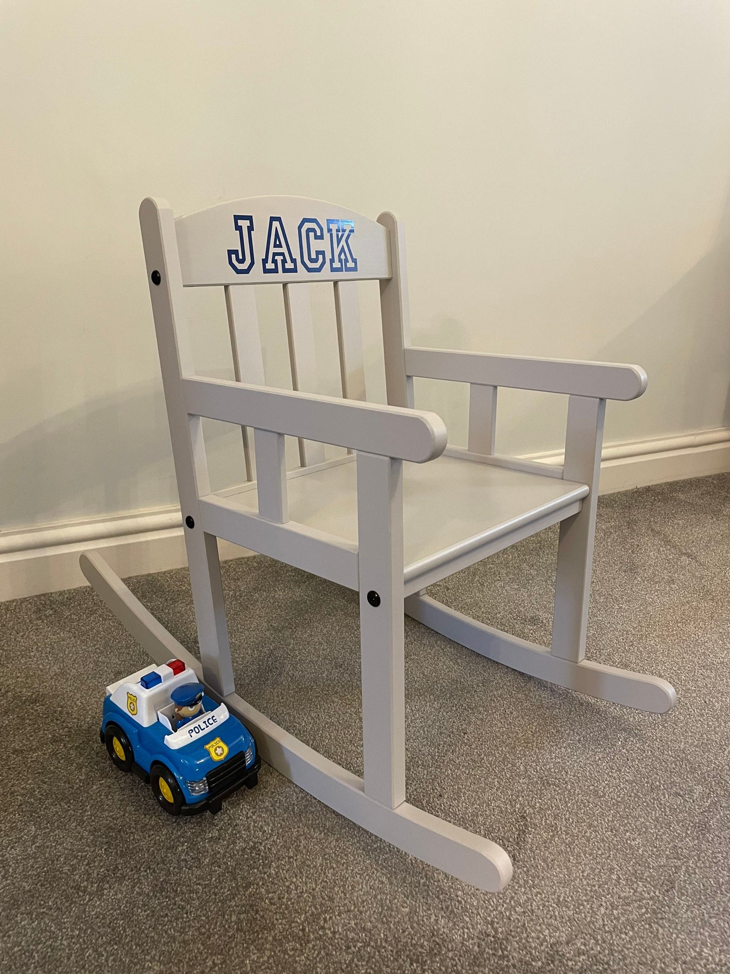 Child’s Personalised Grey Wooden Rocking Chair