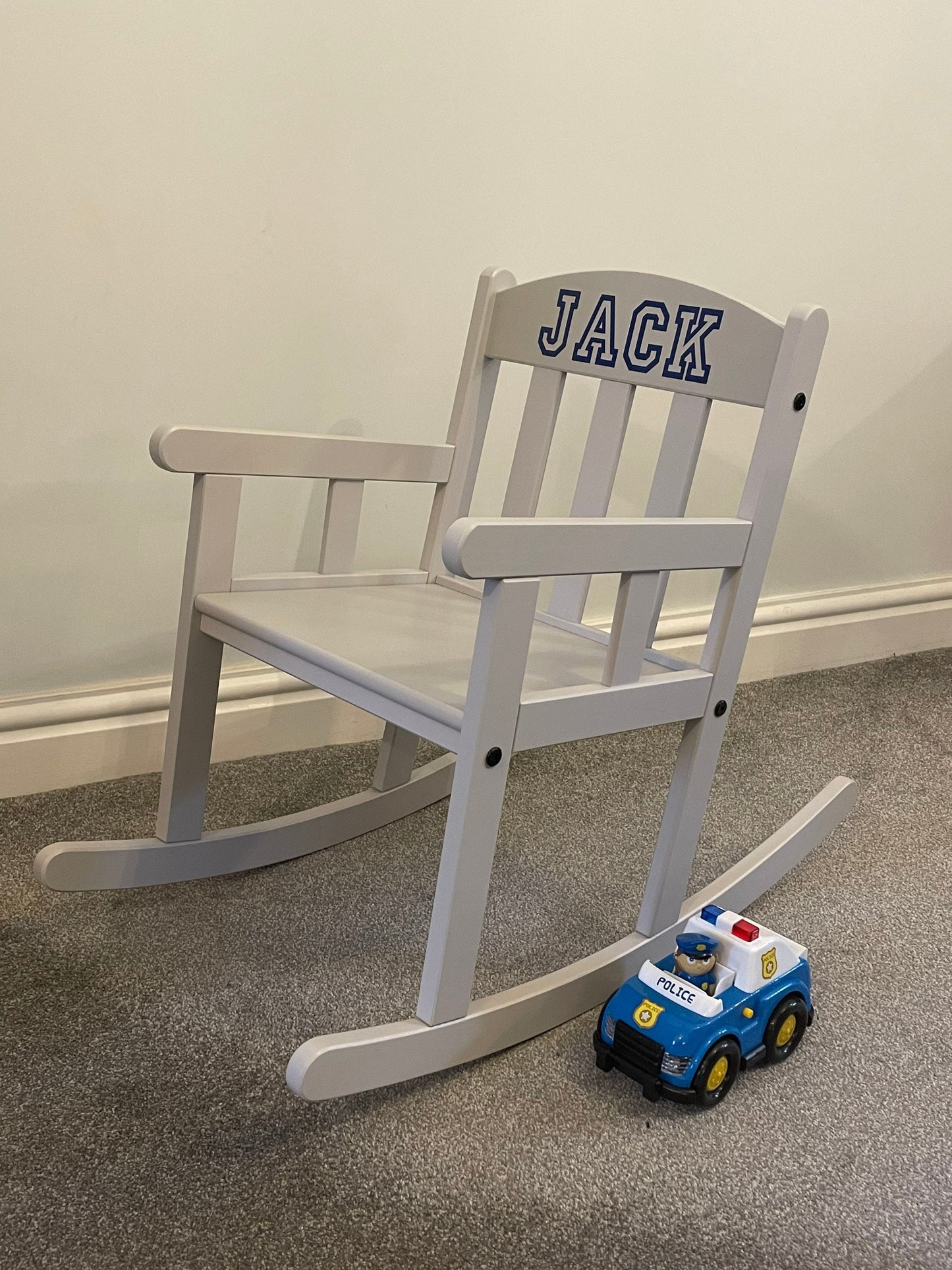 Child’s Personalised Grey Wooden Rocking Chair