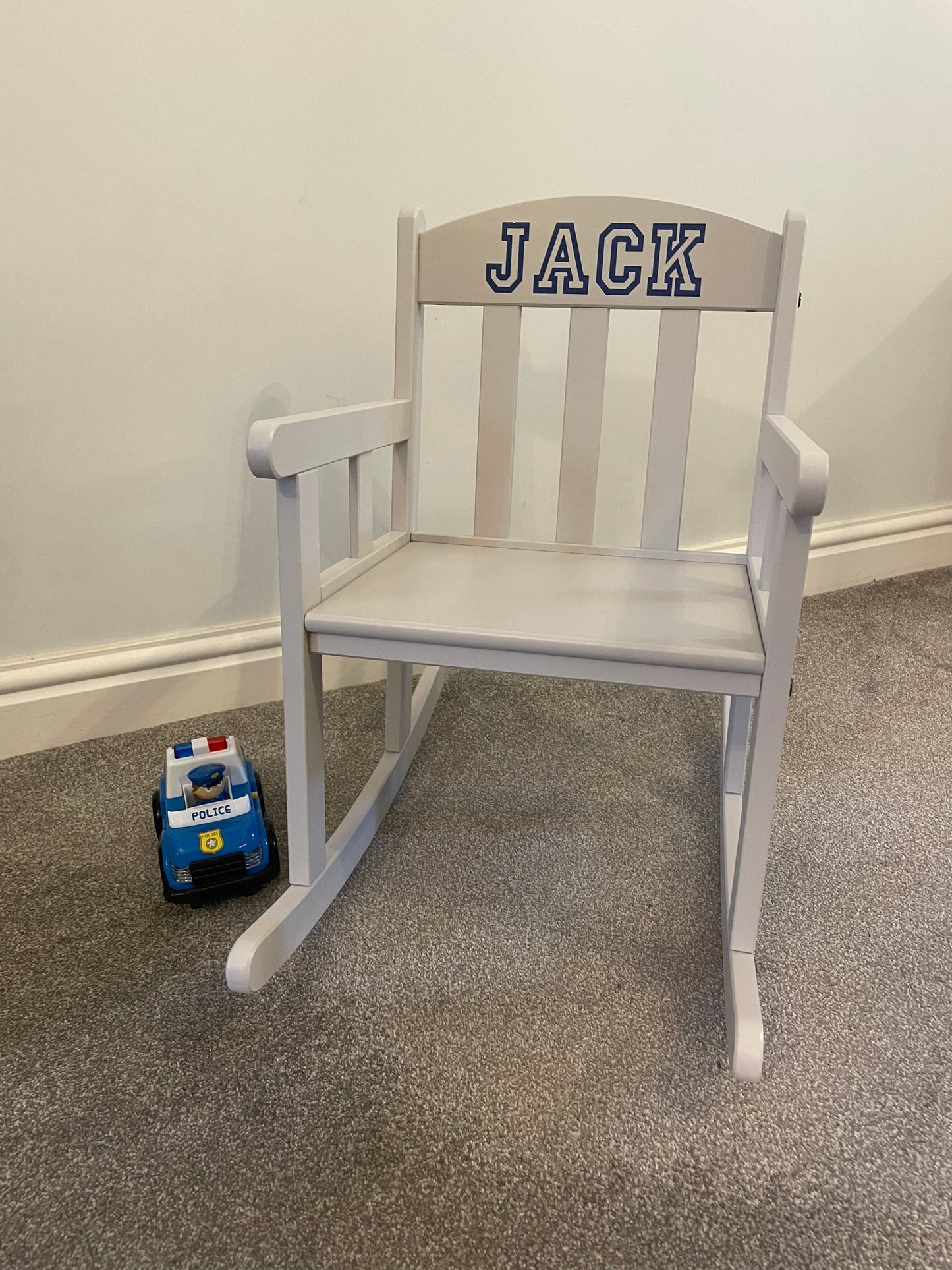 Child’s Personalised Grey Wooden Rocking Chair