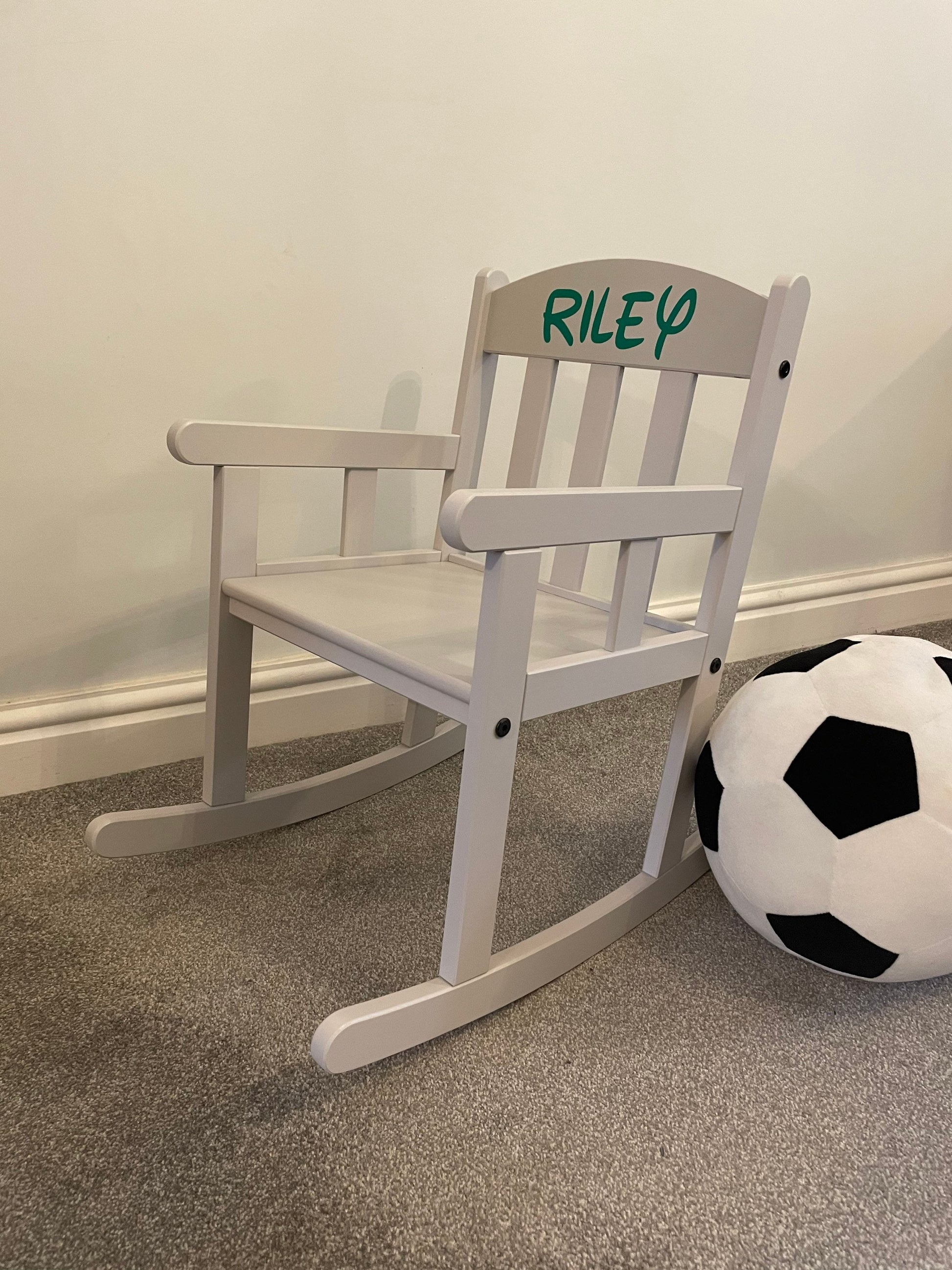 Child’s Personalised Grey Wooden Rocking Chair