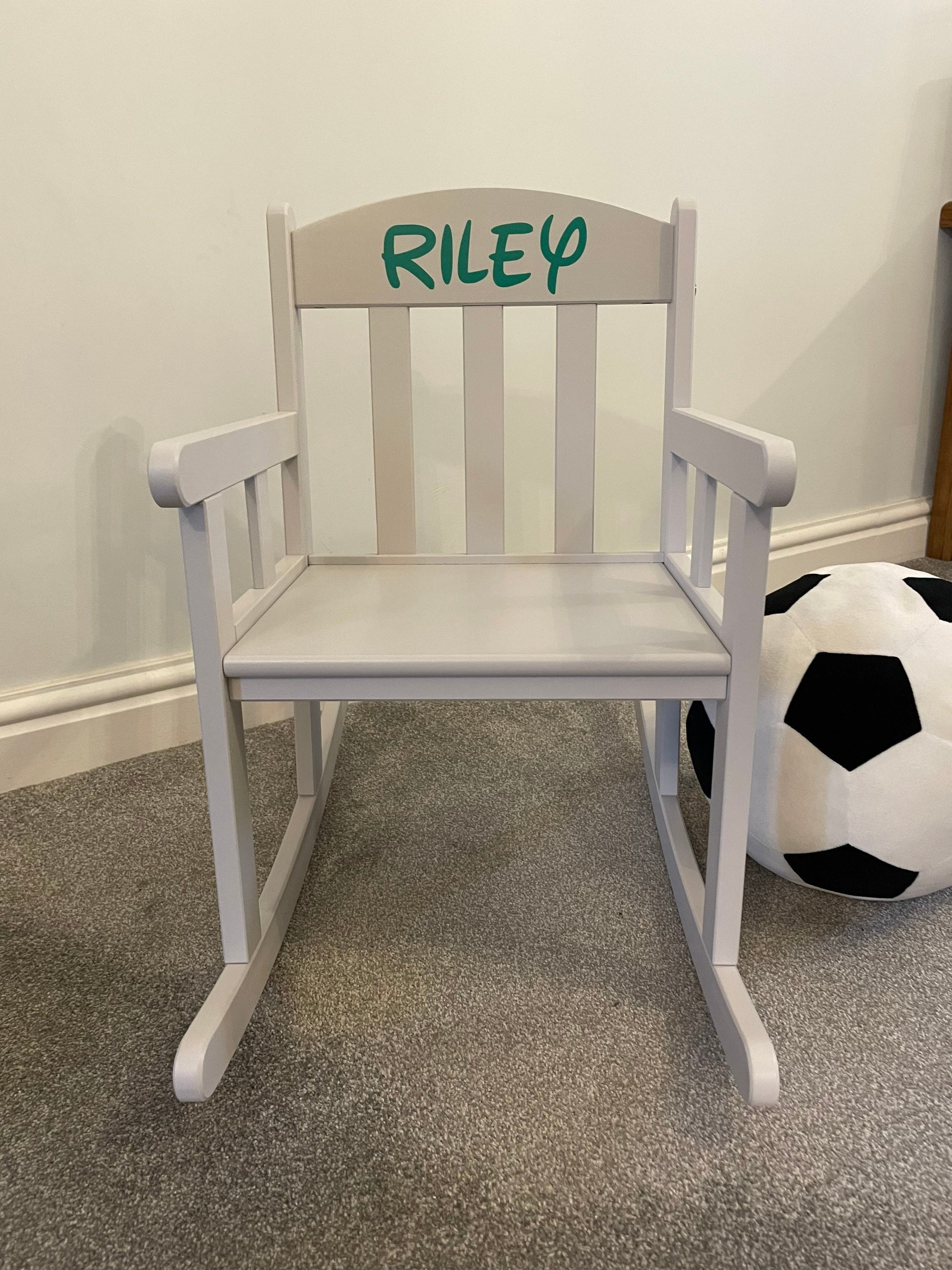 Child’s Personalised Grey Wooden Rocking Chair