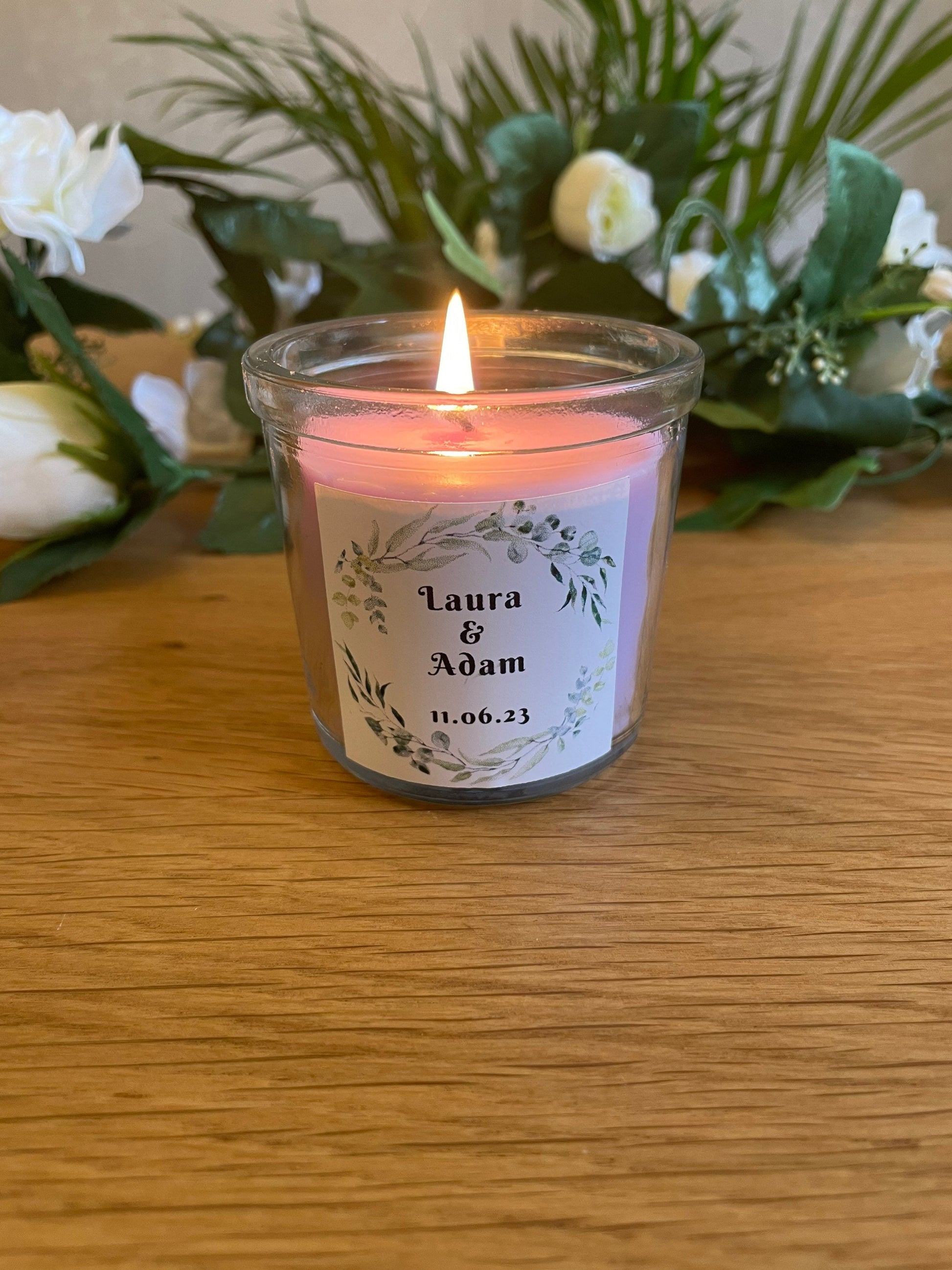 Personalised Wedding Candle Favor - various colours available