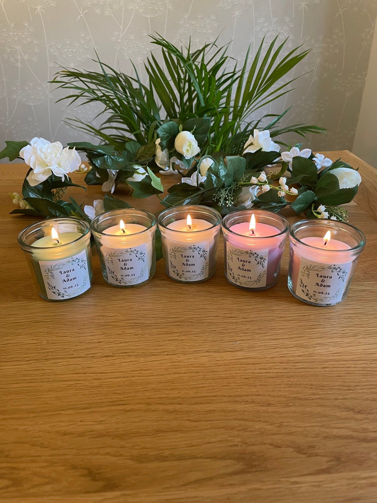 Personalised Wedding Candle Favor - various colours available