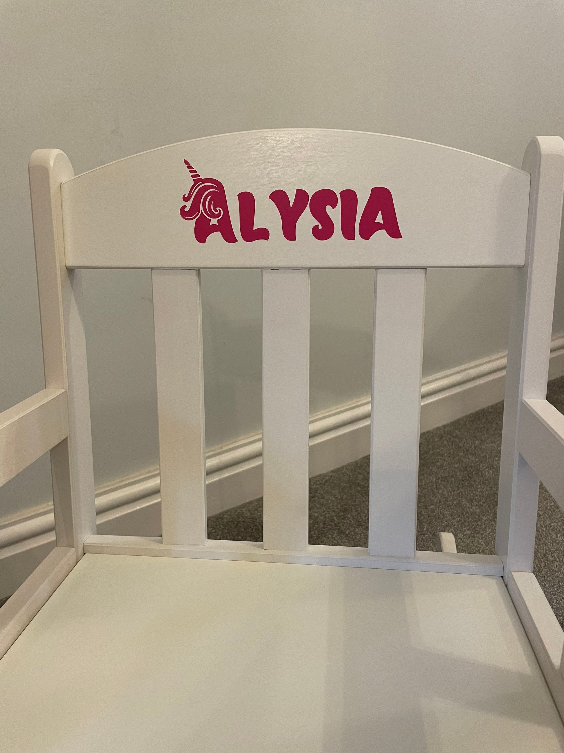 Child’s Personalised White Wooden Rocking Chair