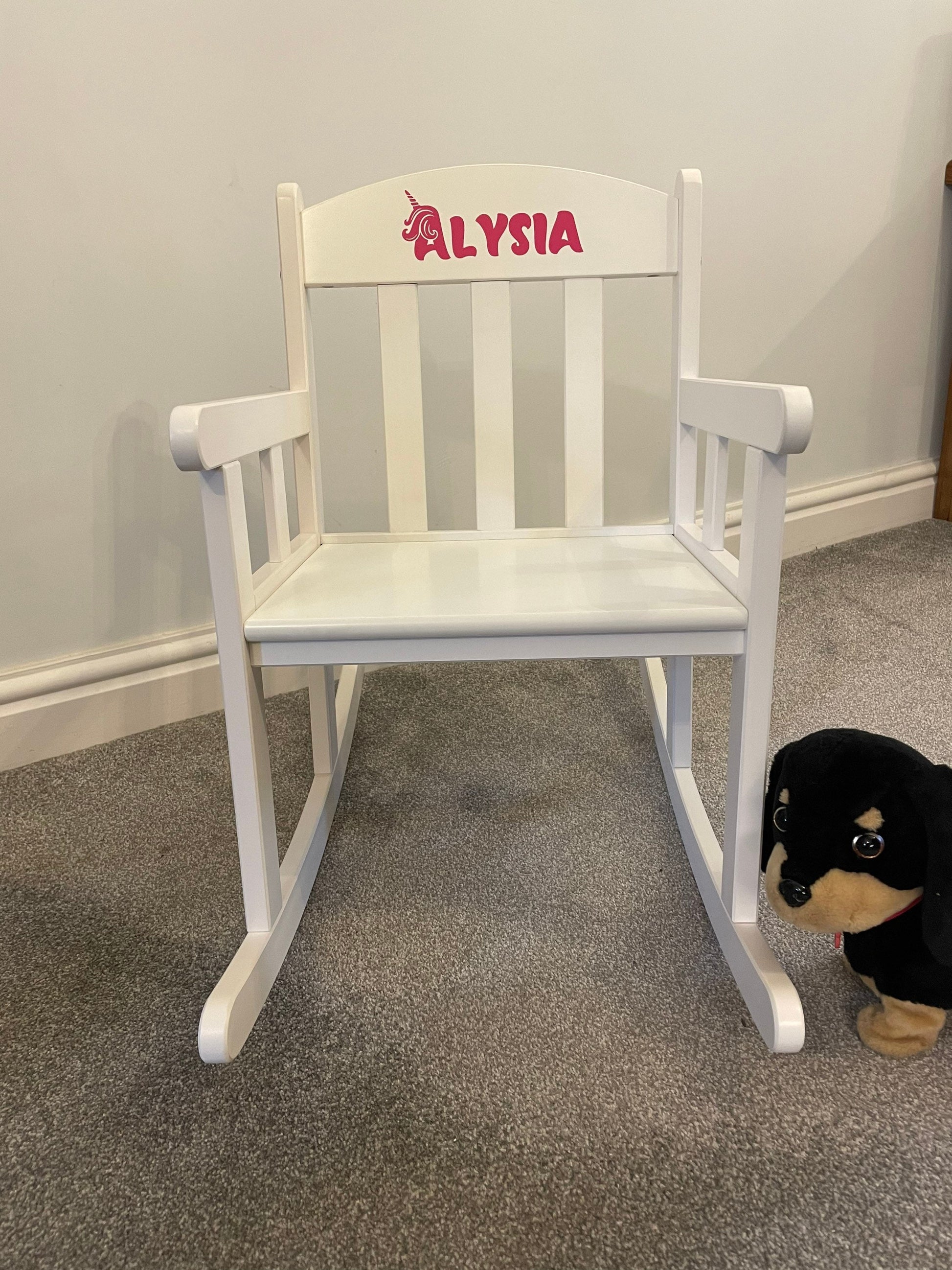 Child’s Personalised White Wooden Rocking Chair