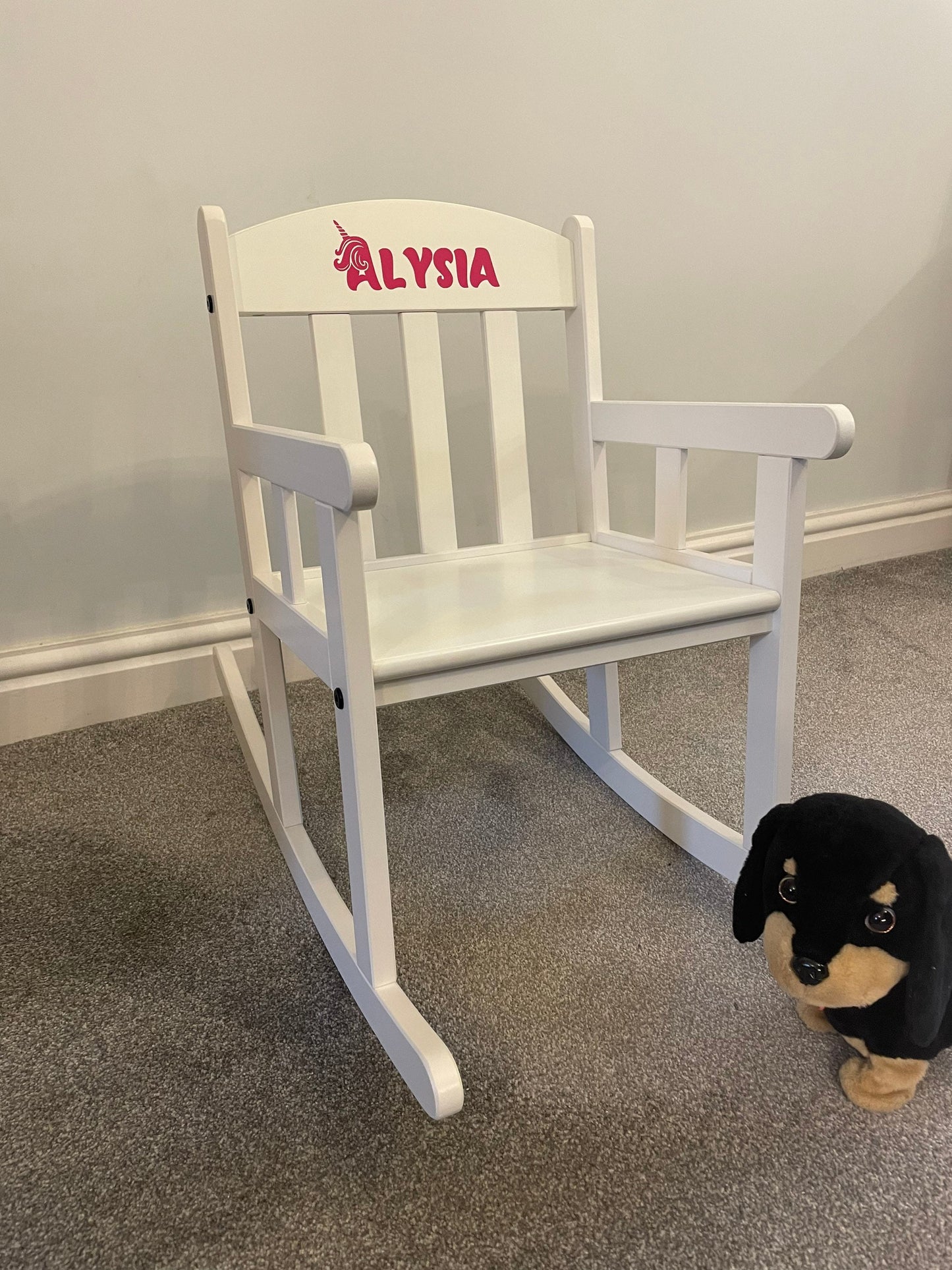 Child’s Personalised White Wooden Rocking Chair