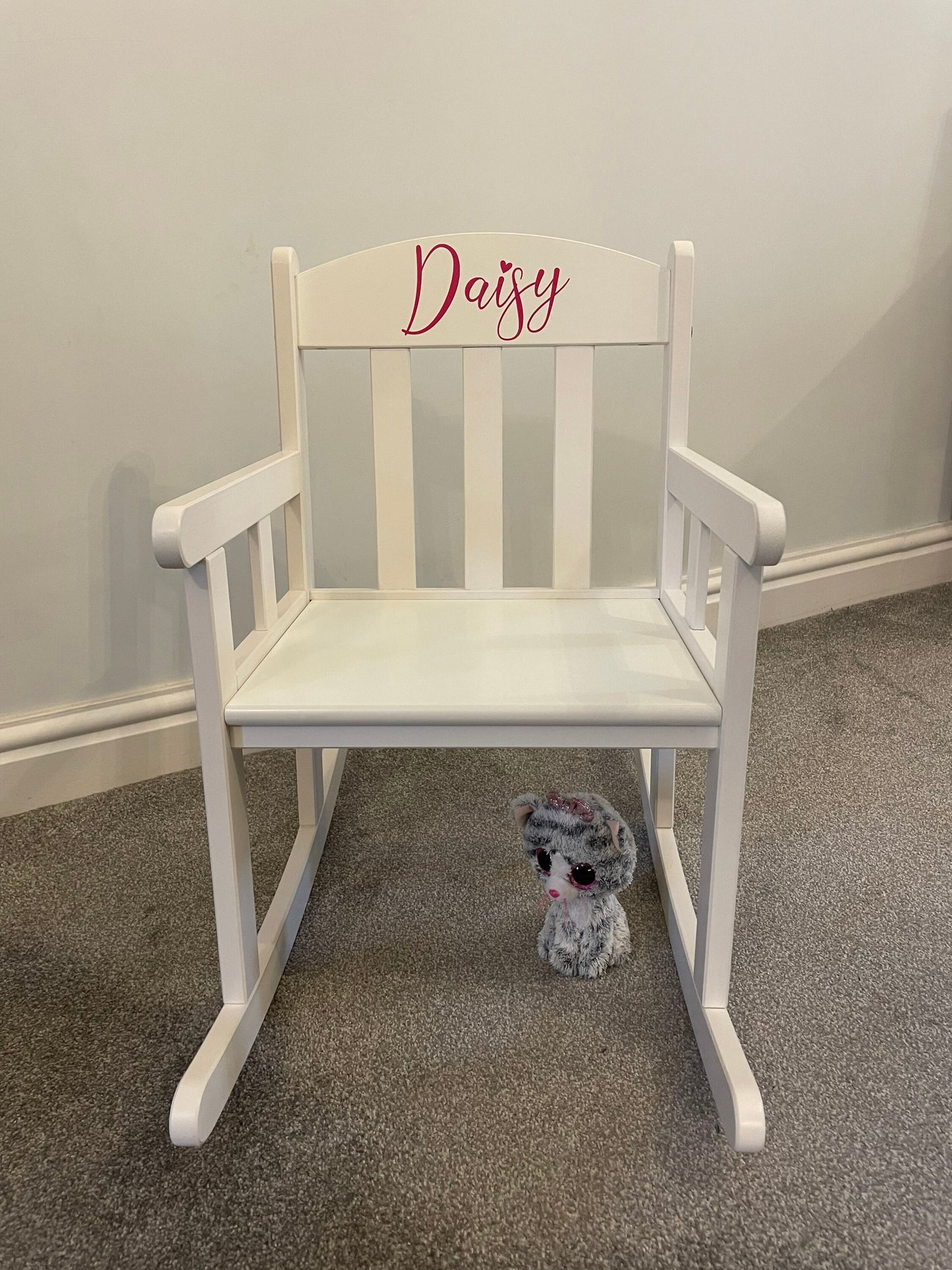 Child’s Personalised White Wooden Rocking Chair