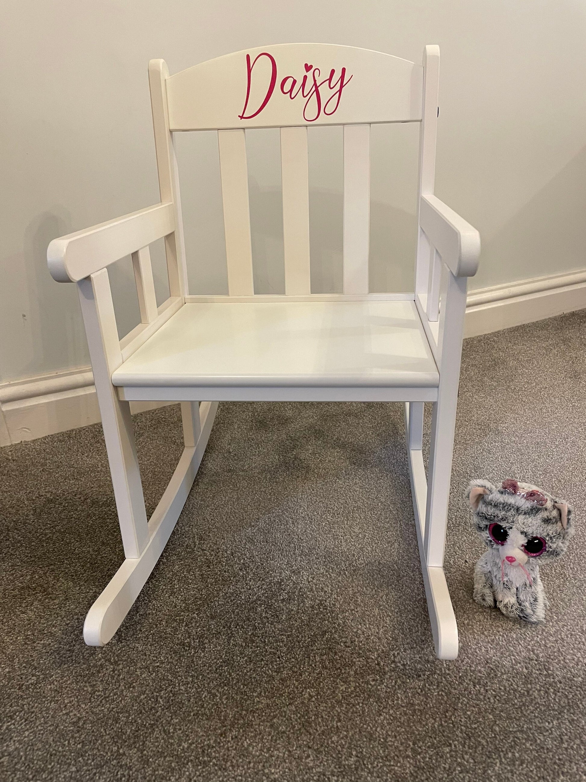 Child’s Personalised White Wooden Rocking Chair