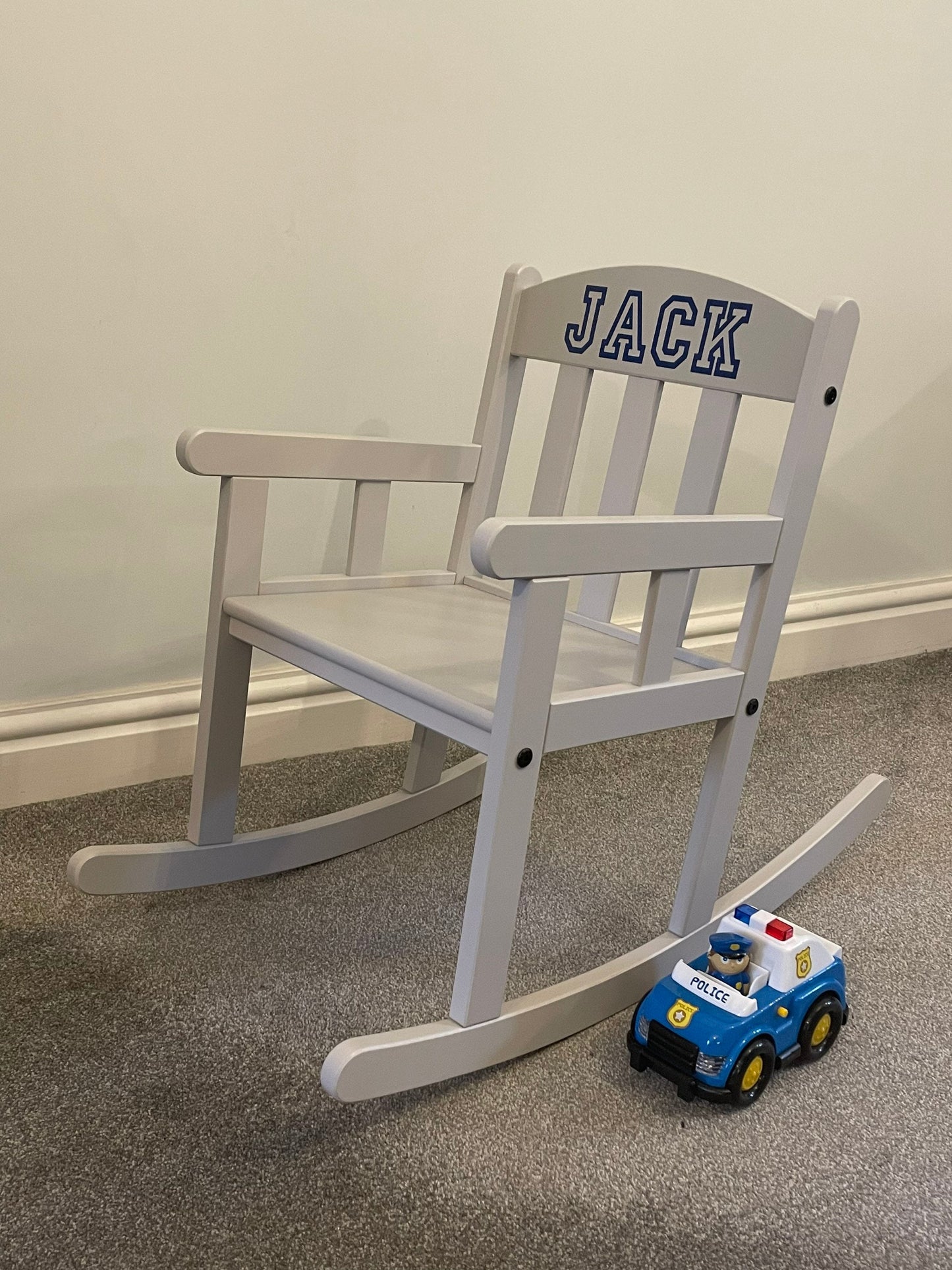 Child’s Personalised Grey Wooden Rocking Chair