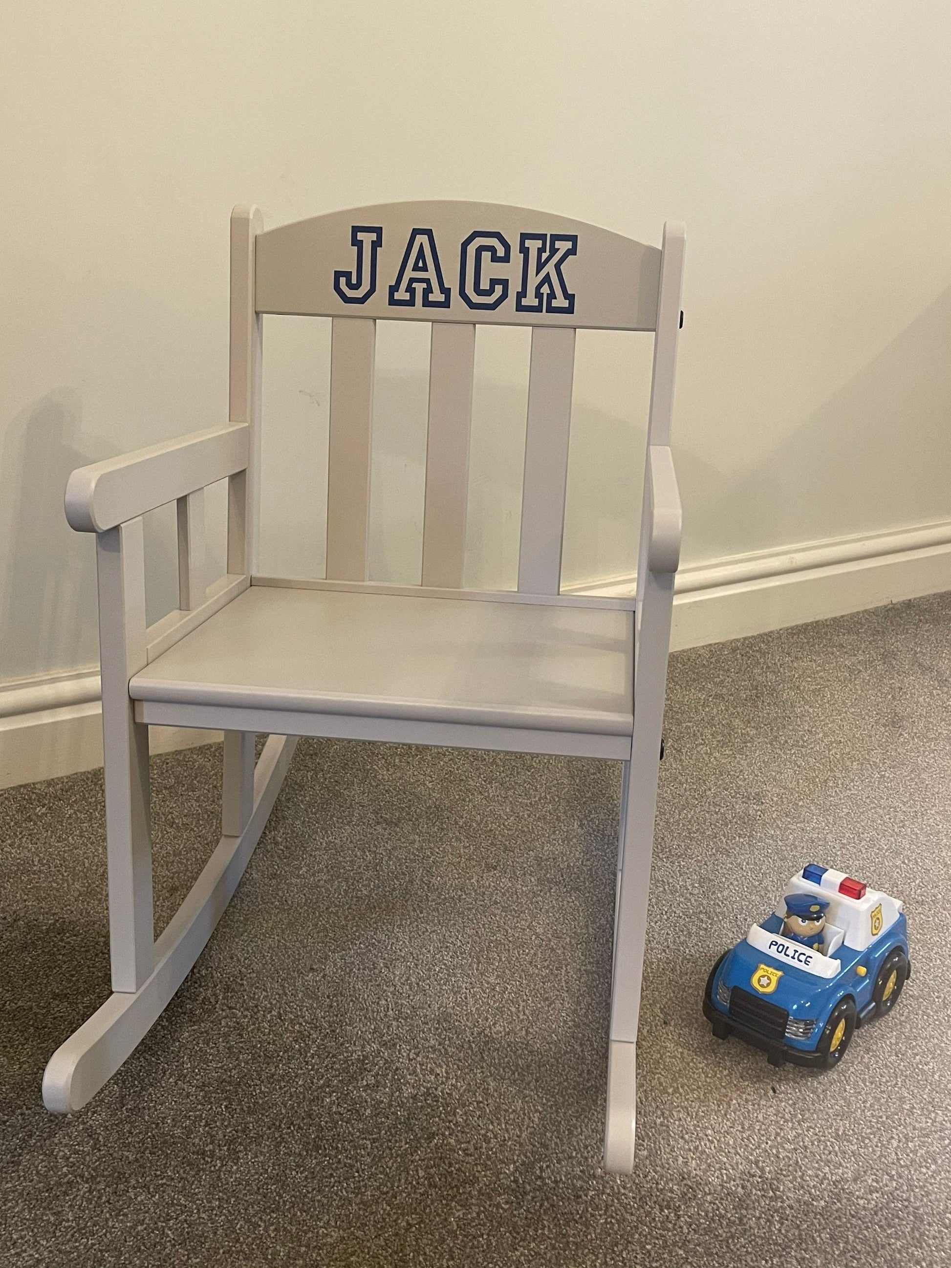 Child’s Personalised Grey Wooden Rocking Chair