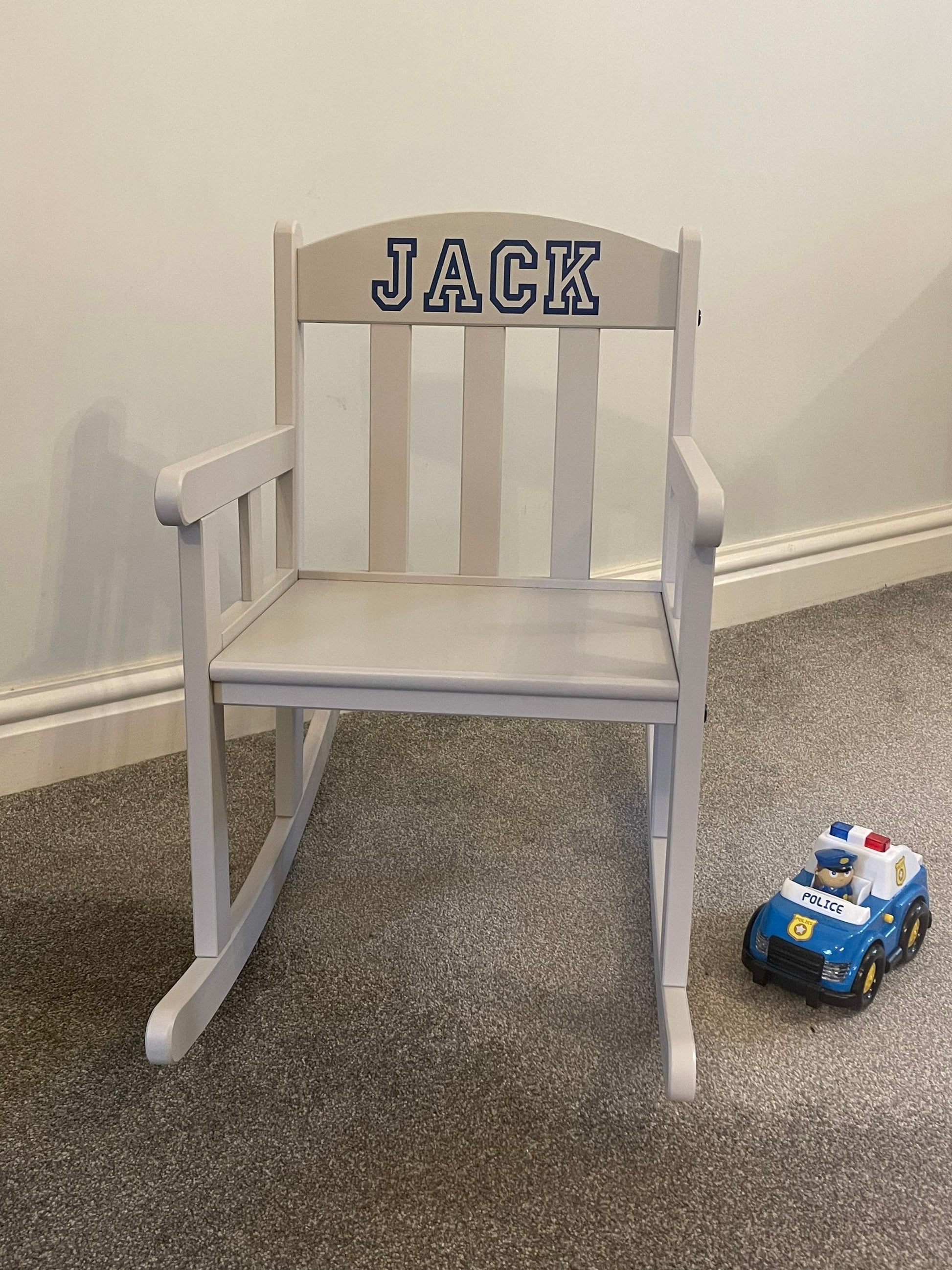 Child’s Personalised Grey Wooden Rocking Chair