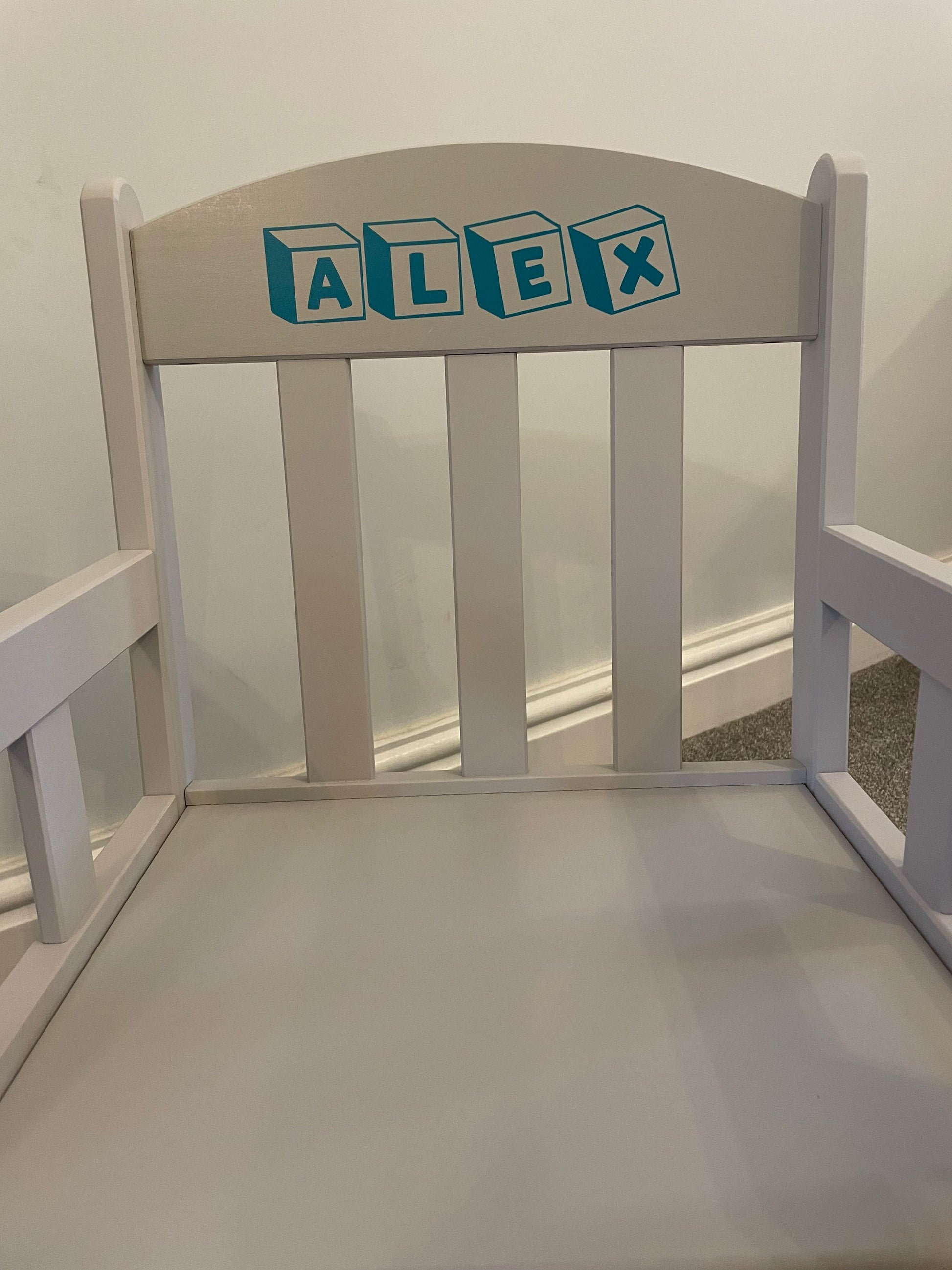 Child’s Personalised Grey Wooden Rocking Chair