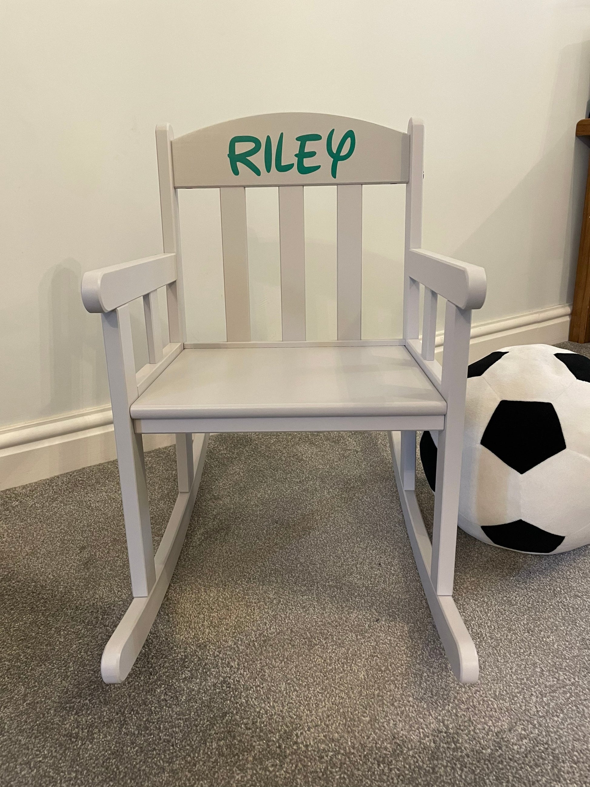 Child’s Personalised Grey Wooden Rocking Chair