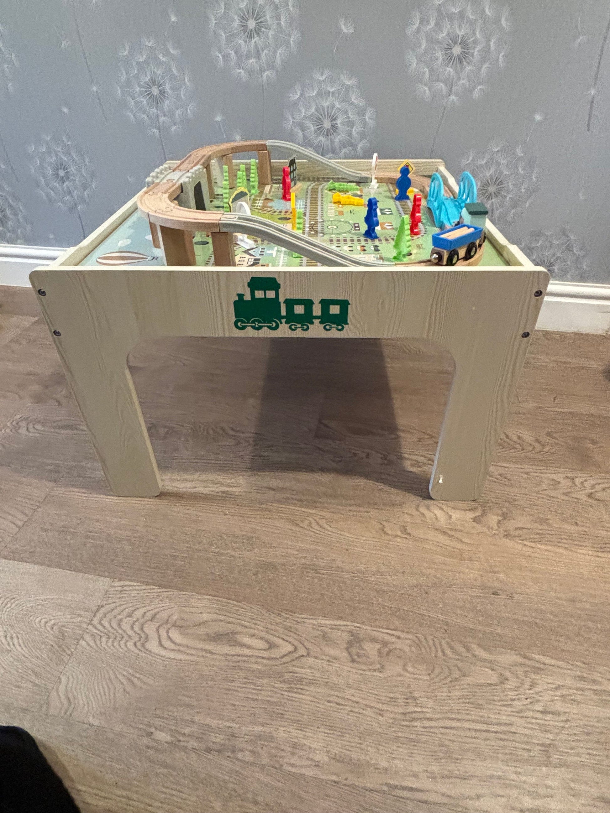 Personalised 50 Piece Train Table with Wooden Track/vehicles