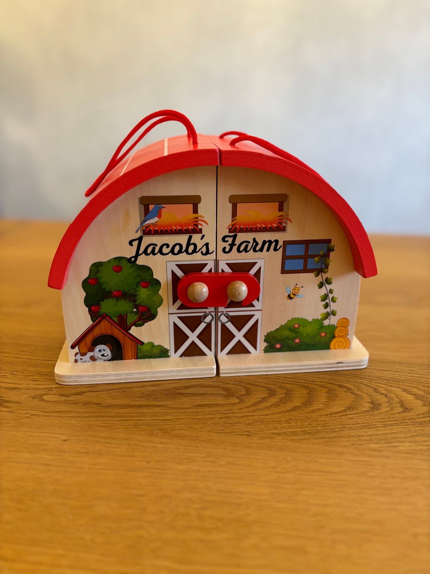 Personalised Wooden Farmhouse Set With Wooden Figurines