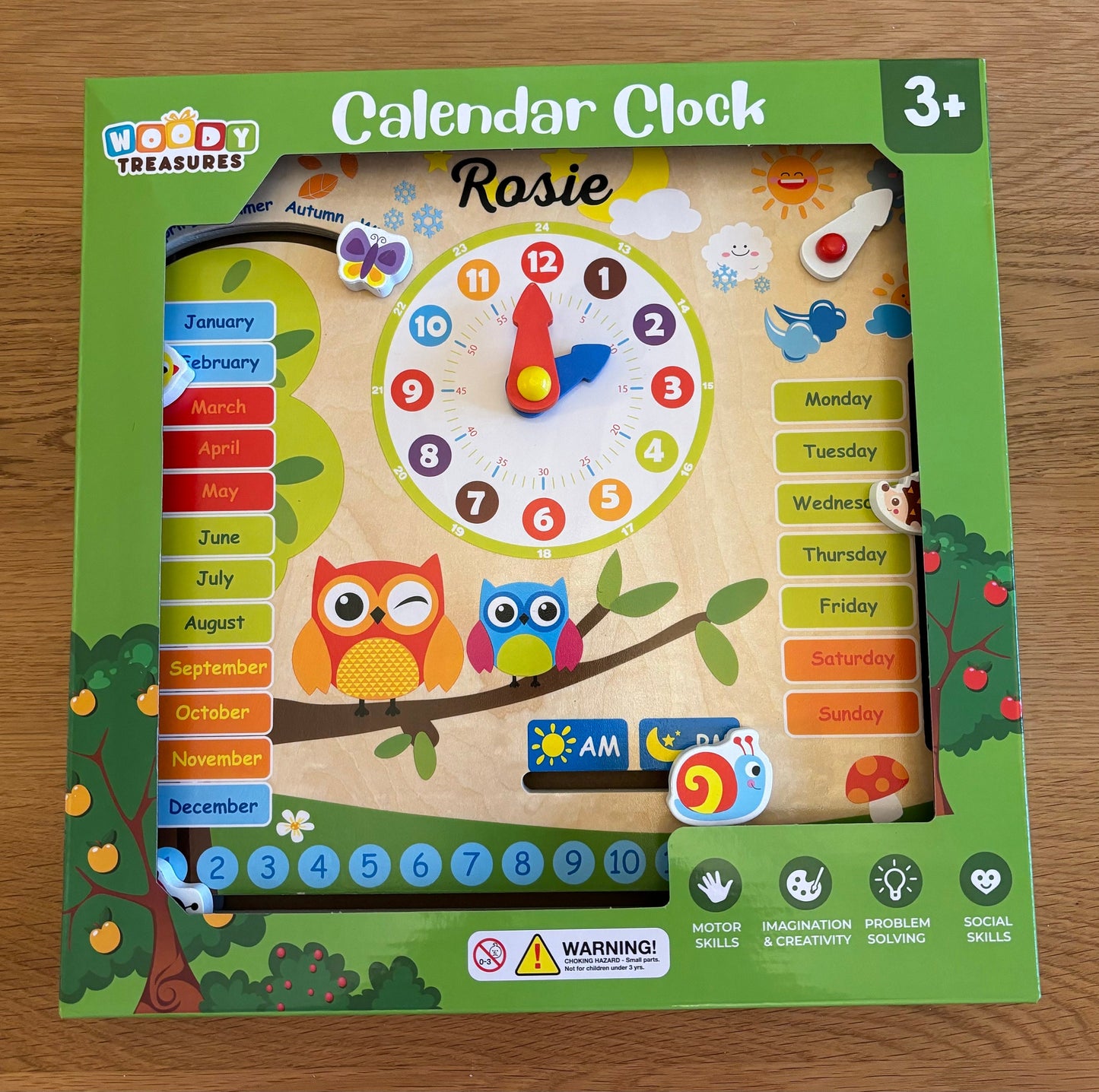 Personalised Wooden Educational Clock