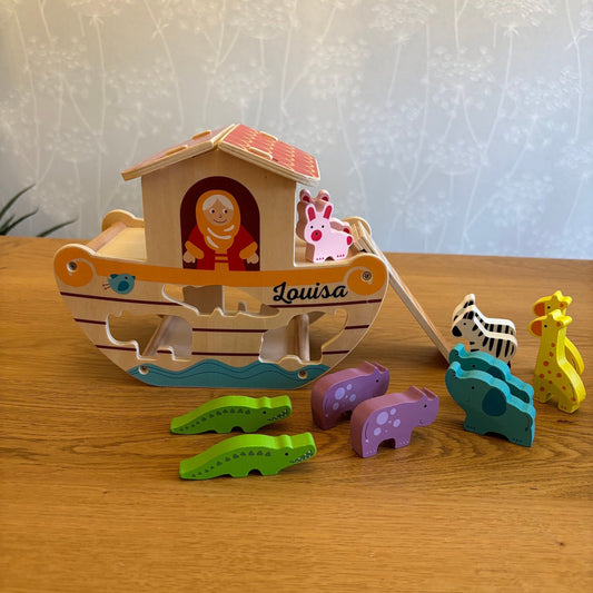 Wooden Noah's Ark Shape Sorter Toy With Personalisation