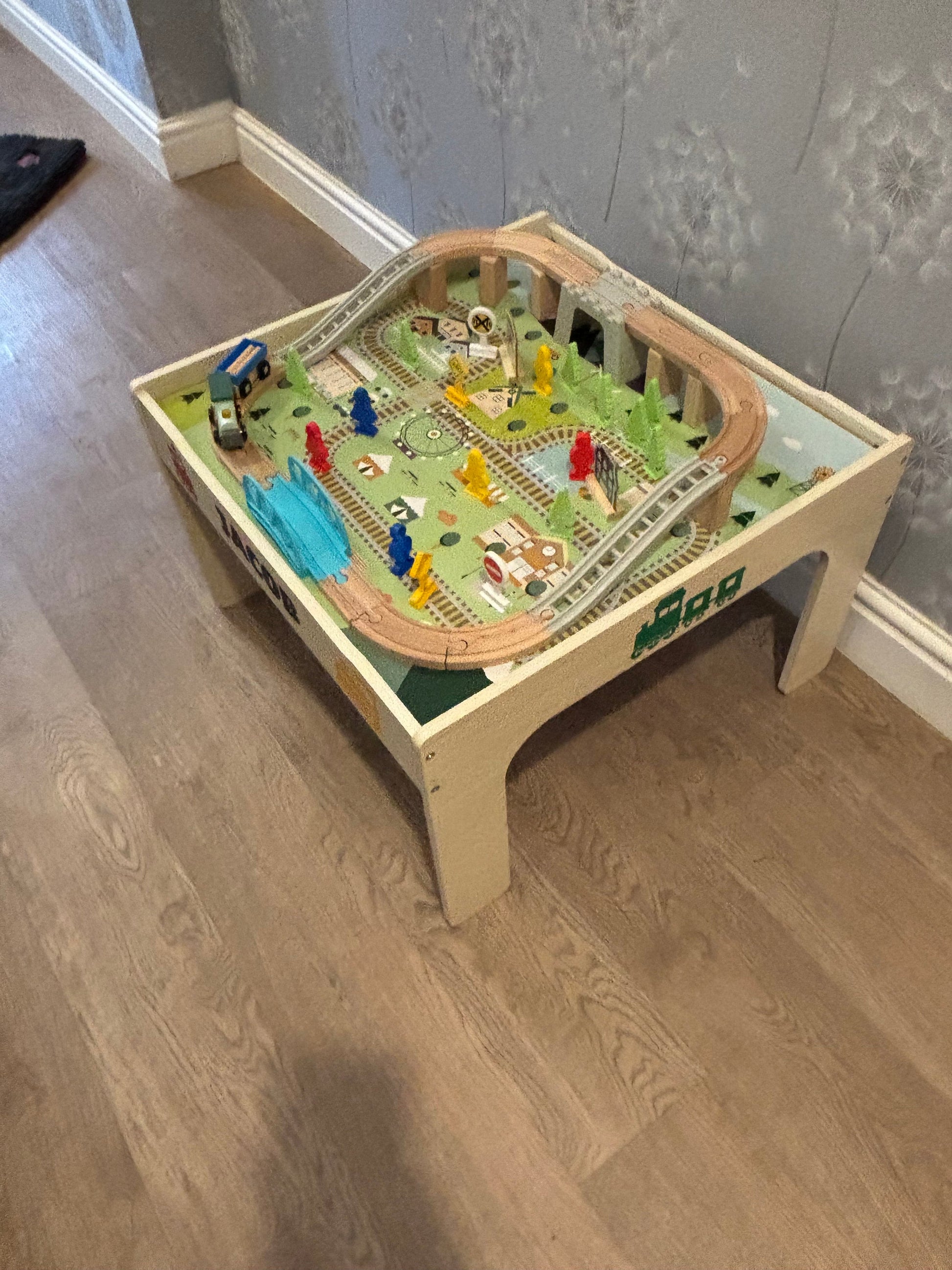 Personalised 50 Piece Train Table with Wooden Track/vehicles