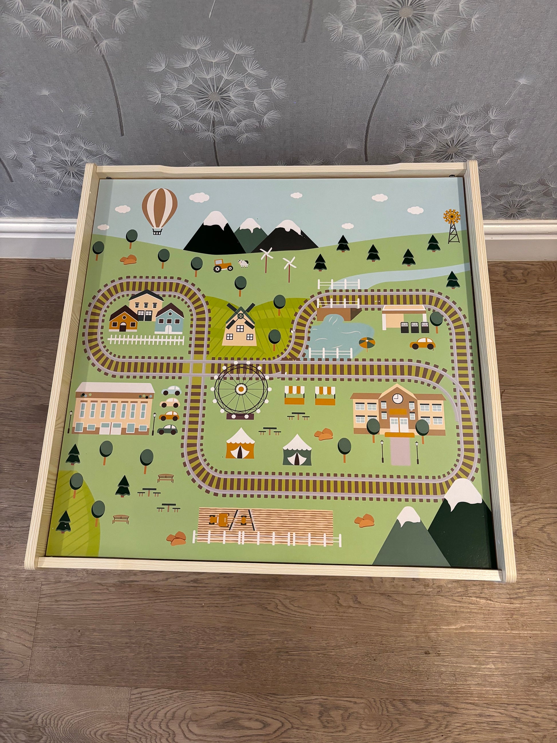 Personalised 50 Piece Train Table with Wooden Track/vehicles