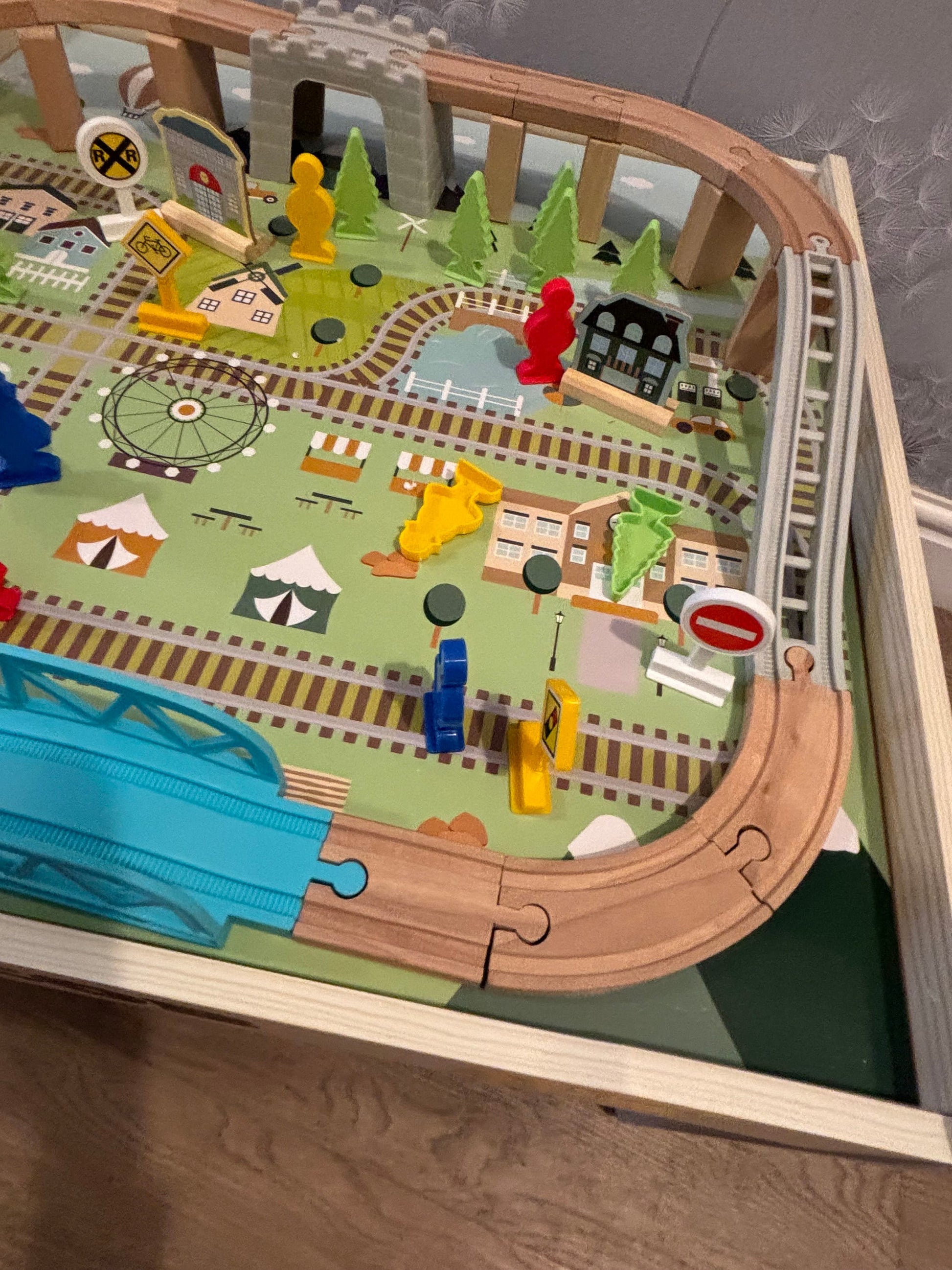 Personalised 50 Piece Train Table with Wooden Track/vehicles