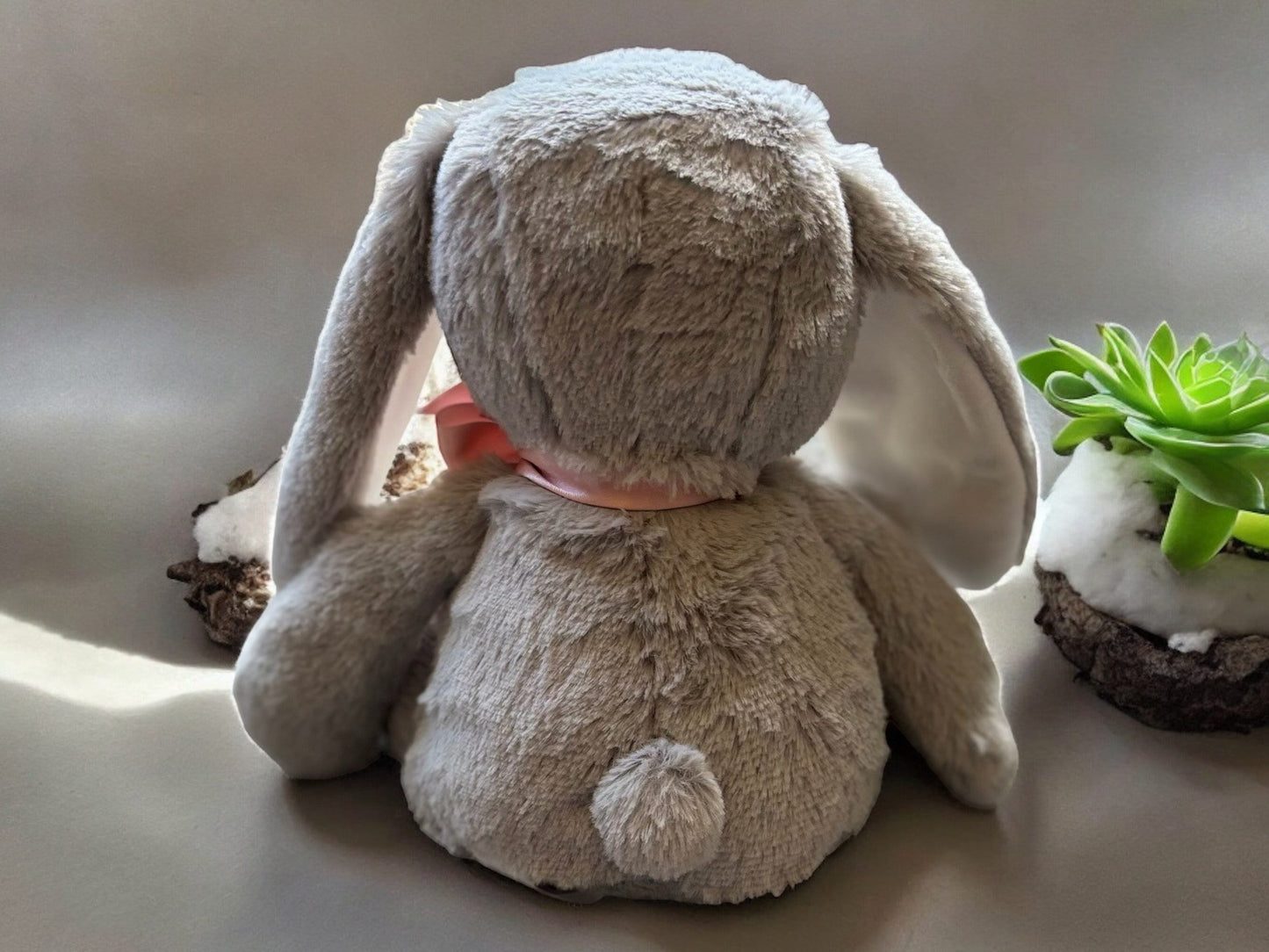 Cute Personalised Plush Rabbit - Height 27cm stretched, 18 cm sitting.
